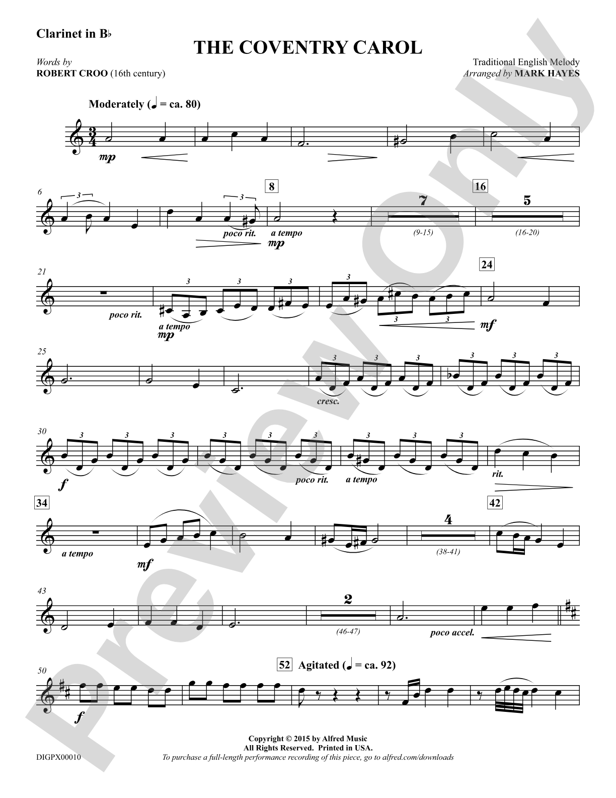 The Coventry Carol: Clarinet: Choral Octavo Digital SoundPax