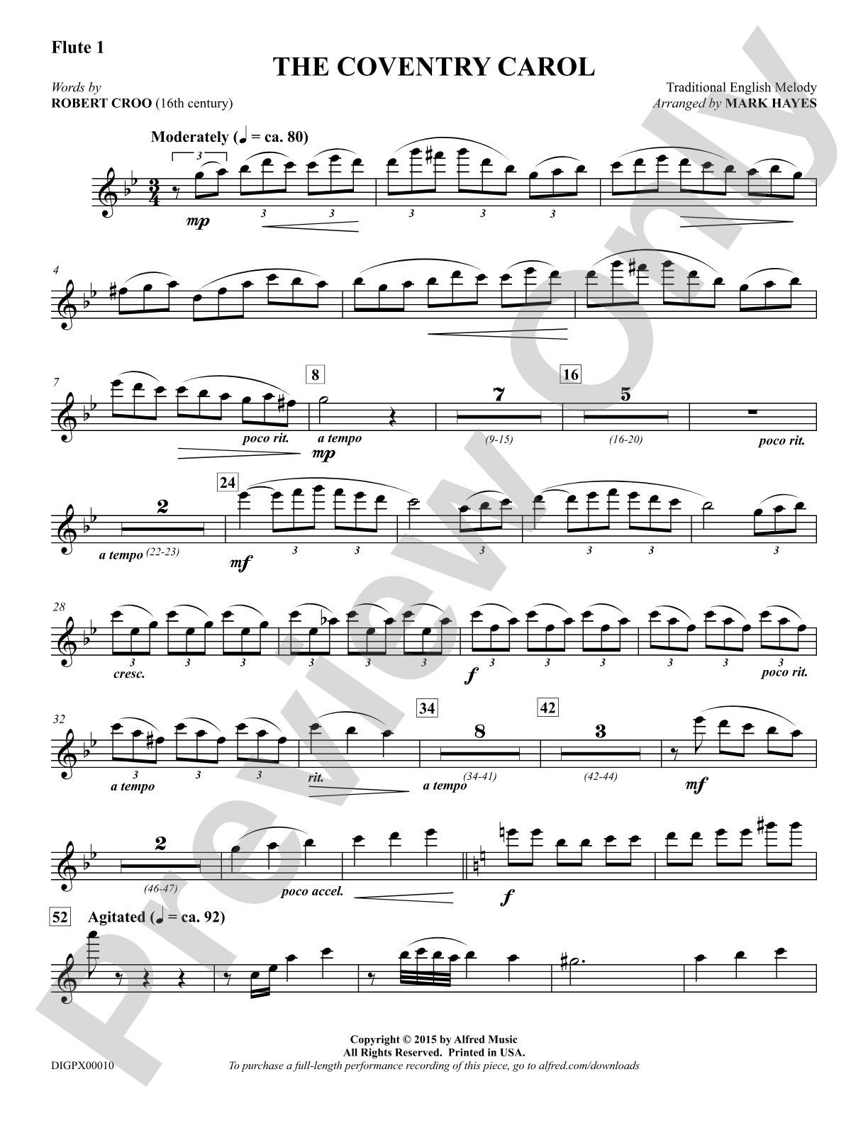 The Coventry Carol: Flute 1: Choral Octavo Digital SoundPax