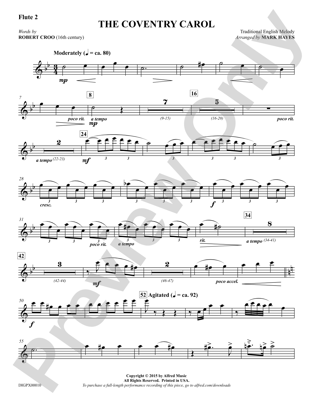 The Coventry Carol: Flute 2: Choral Octavo Digital SoundPax