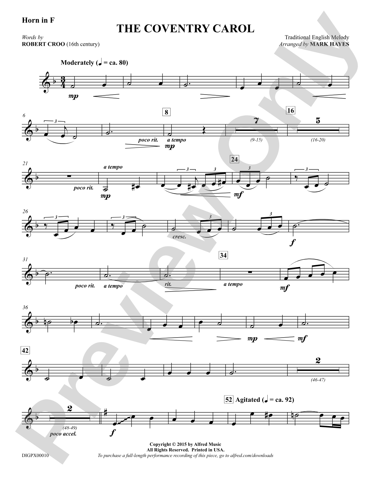 The Coventry Carol: French Horn: Choral Octavo Digital SoundPax