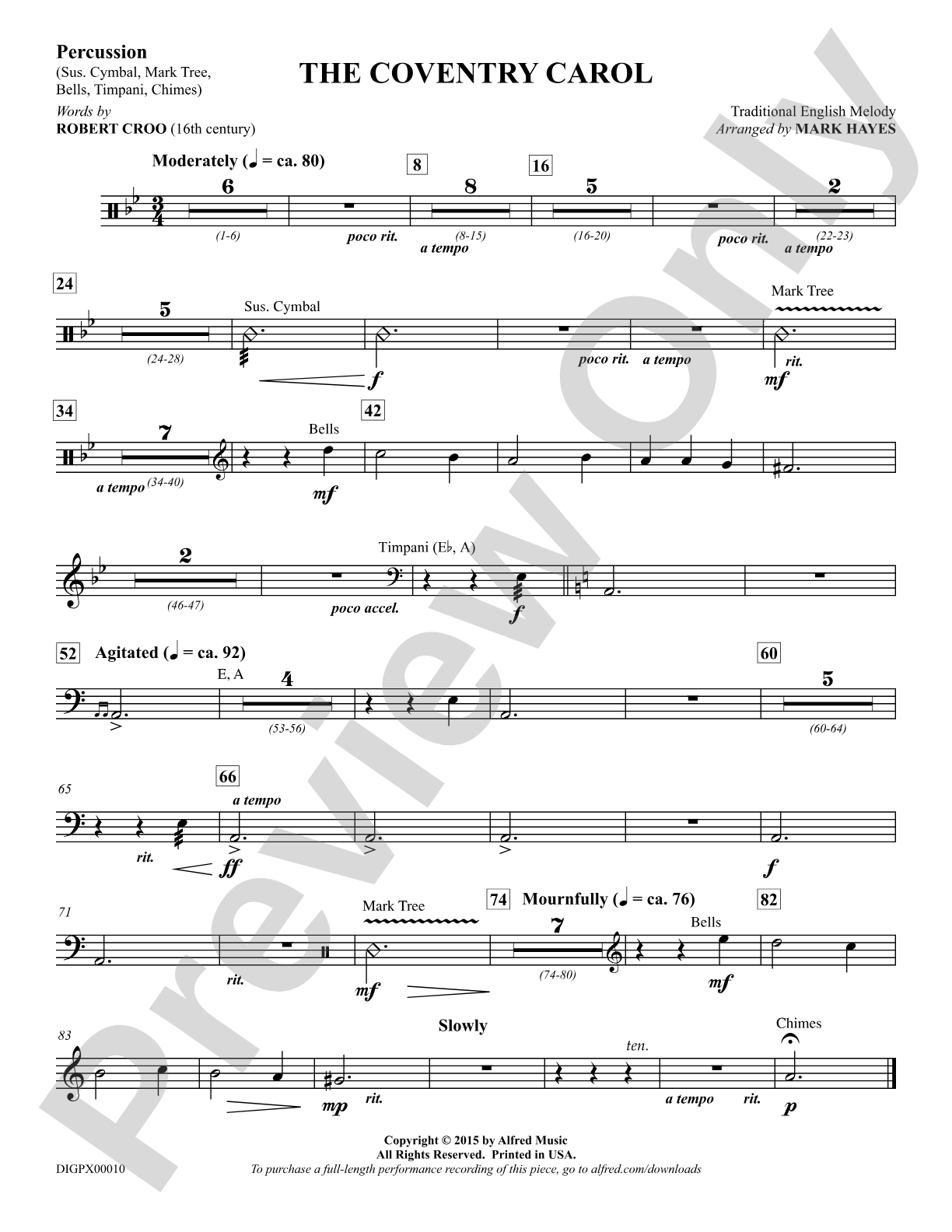 The Coventry Carol: Percussion: Choral Octavo Digital SoundPax