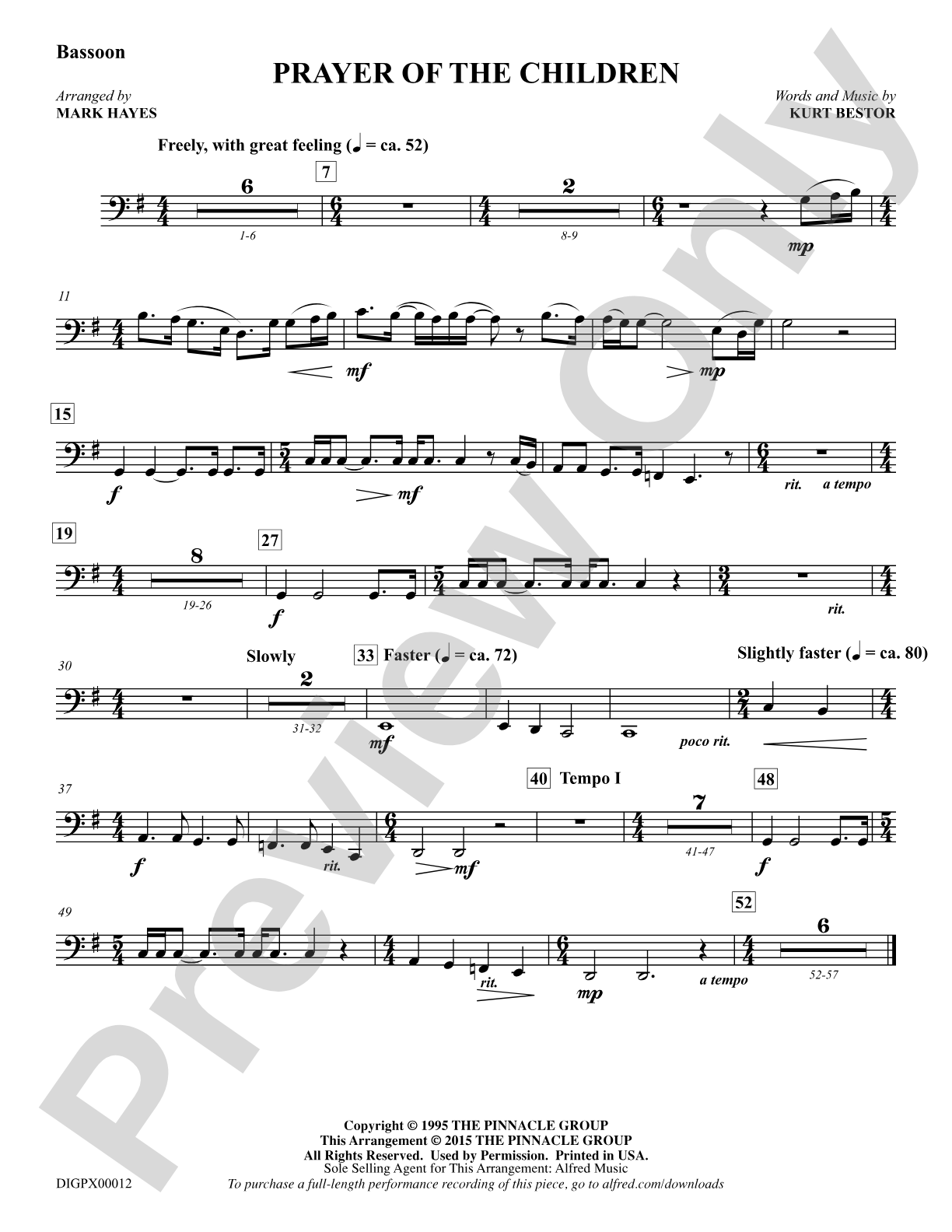 Prayer of the Children: Bassoon: Choral Octavo Digital SoundPax