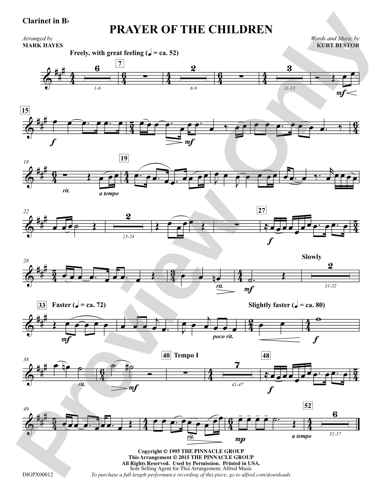 Prayer of the Children: Clarinet: Choral Octavo Digital SoundPax