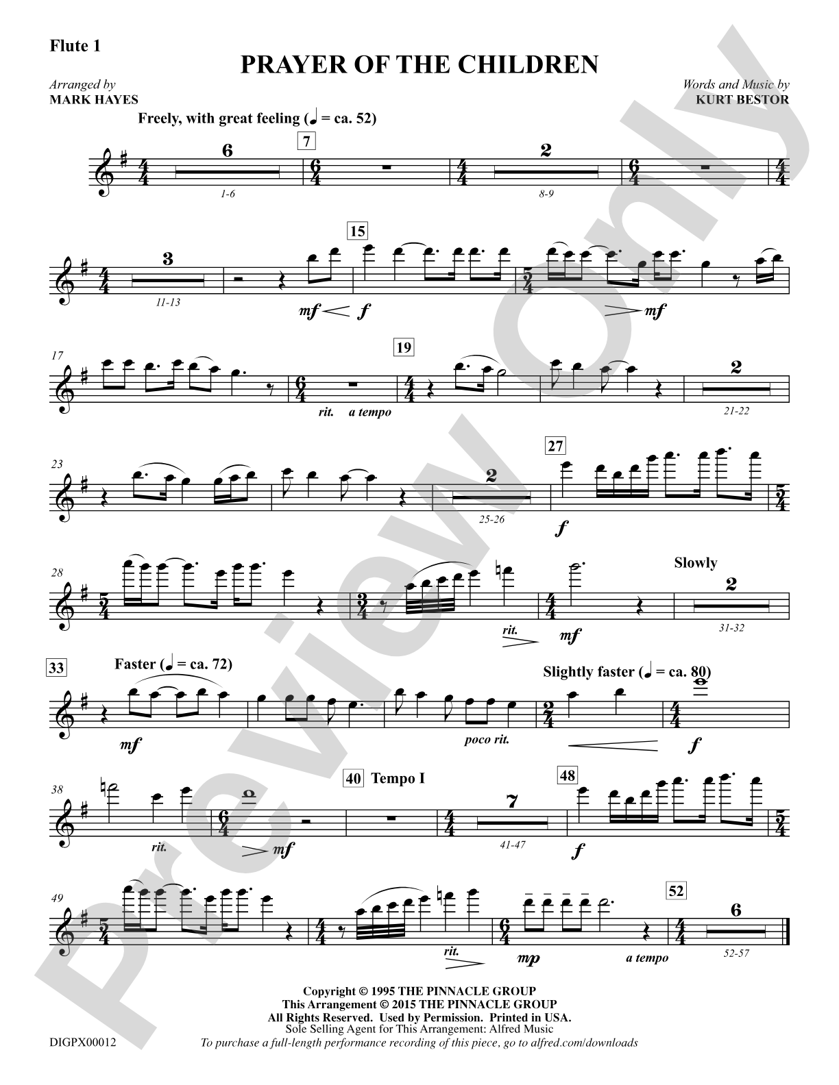 Prayer of the Children: Flute 1: Choral Octavo Digital SoundPax