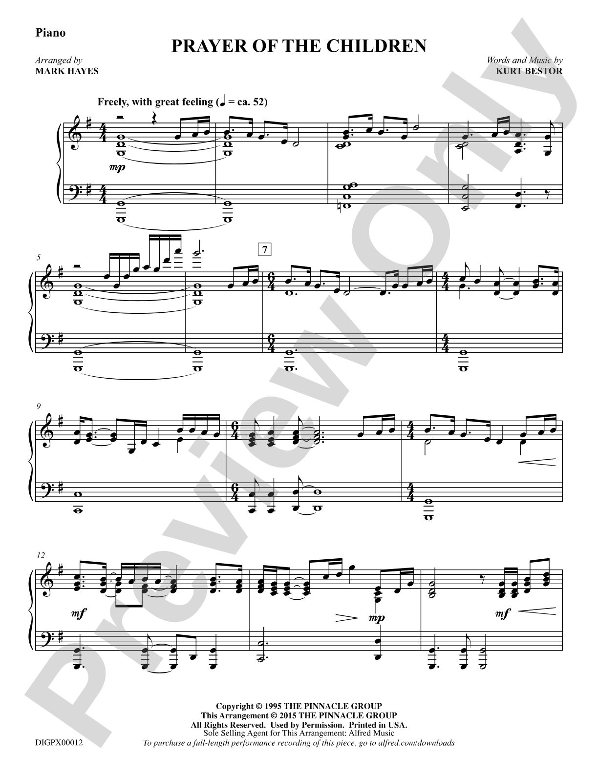 Prayer of the Children: Piano: Choral Octavo Digital SoundPax