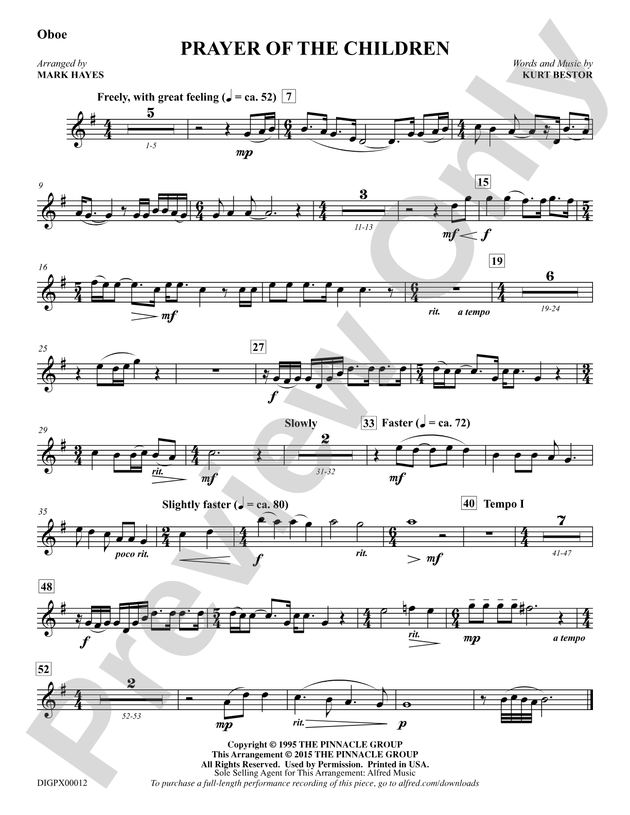 Prayer of the Children: Oboe: Choral Octavo Digital SoundPax