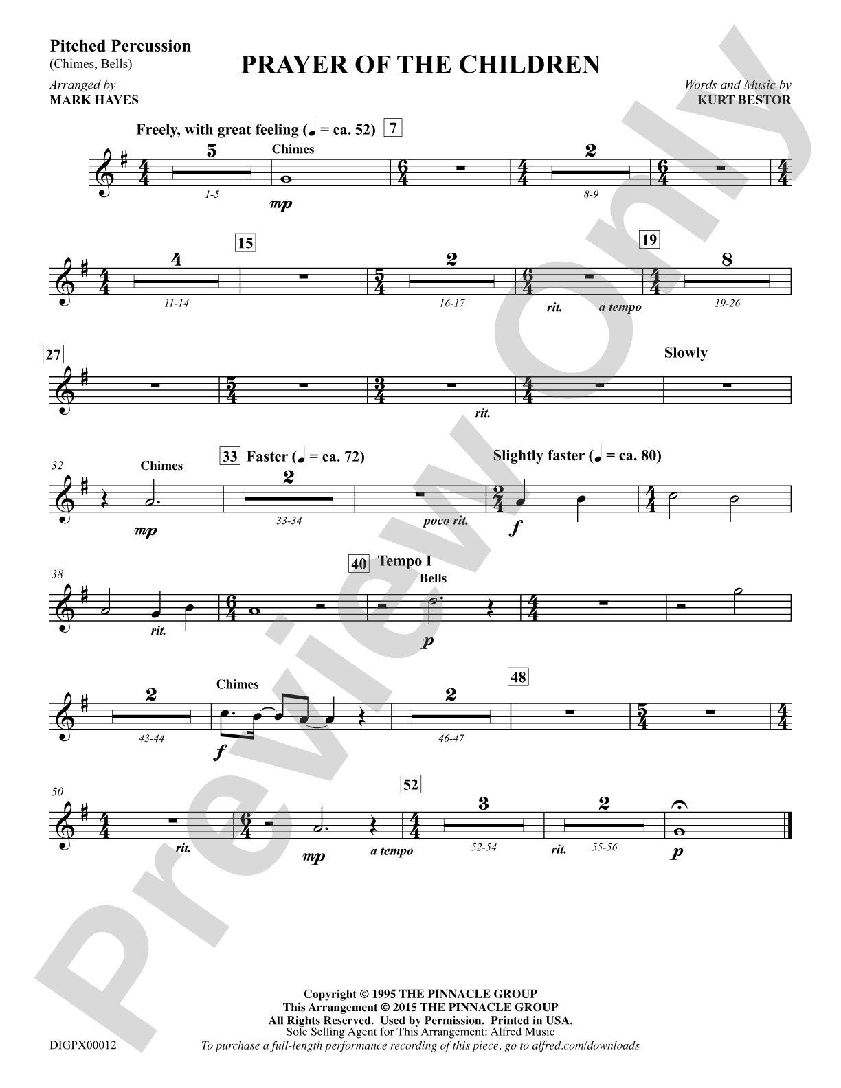 Prayer of the Children: Pitched Percussion: Choral Octavo Digital SoundPax