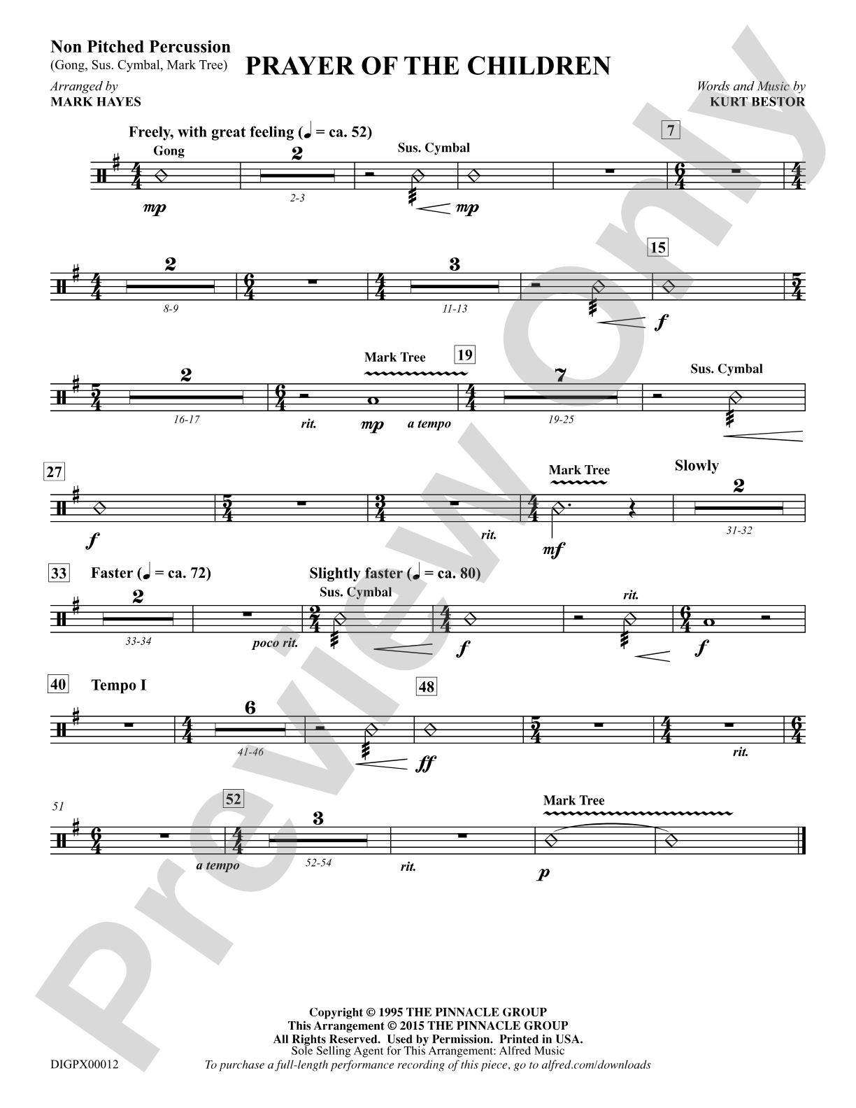 Prayer of the Children: Non-Pitched Percussion: Choral Octavo Digital SoundPax