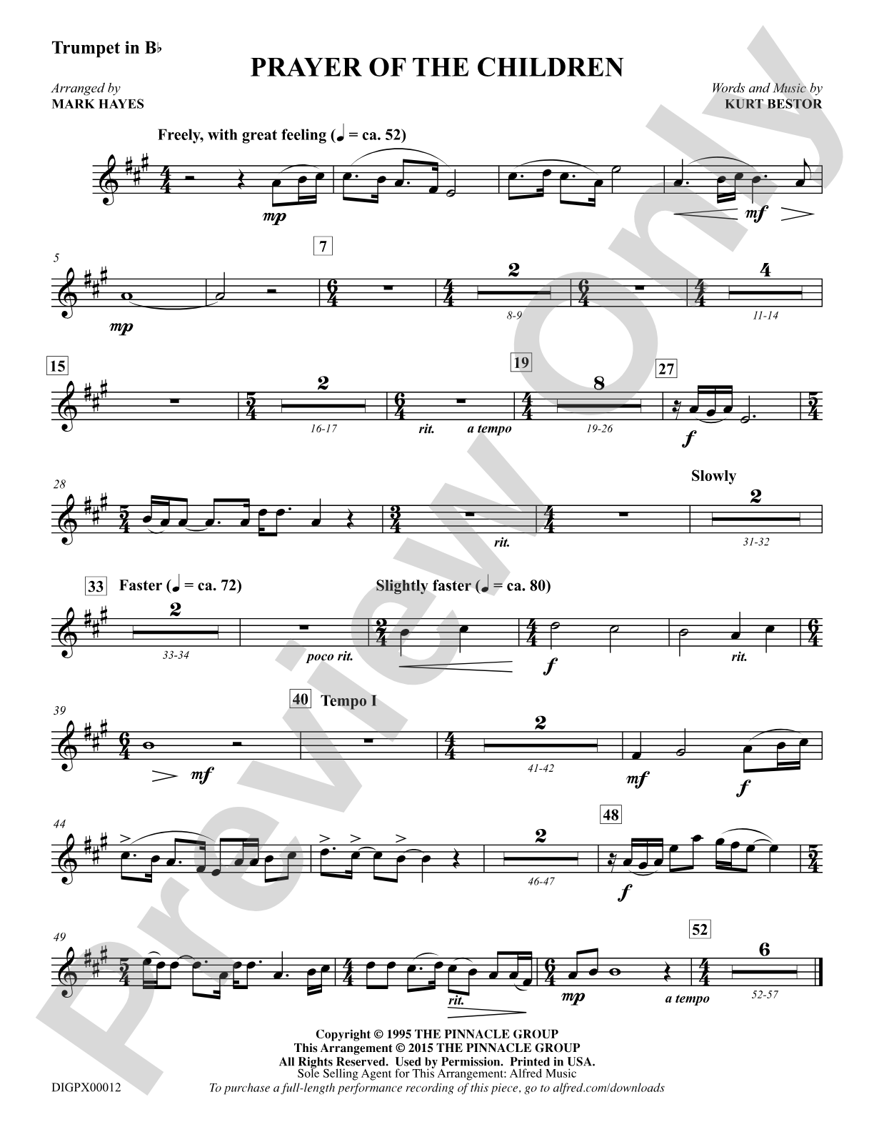 Prayer of the Children: Trumpet: Choral Octavo Digital SoundPax