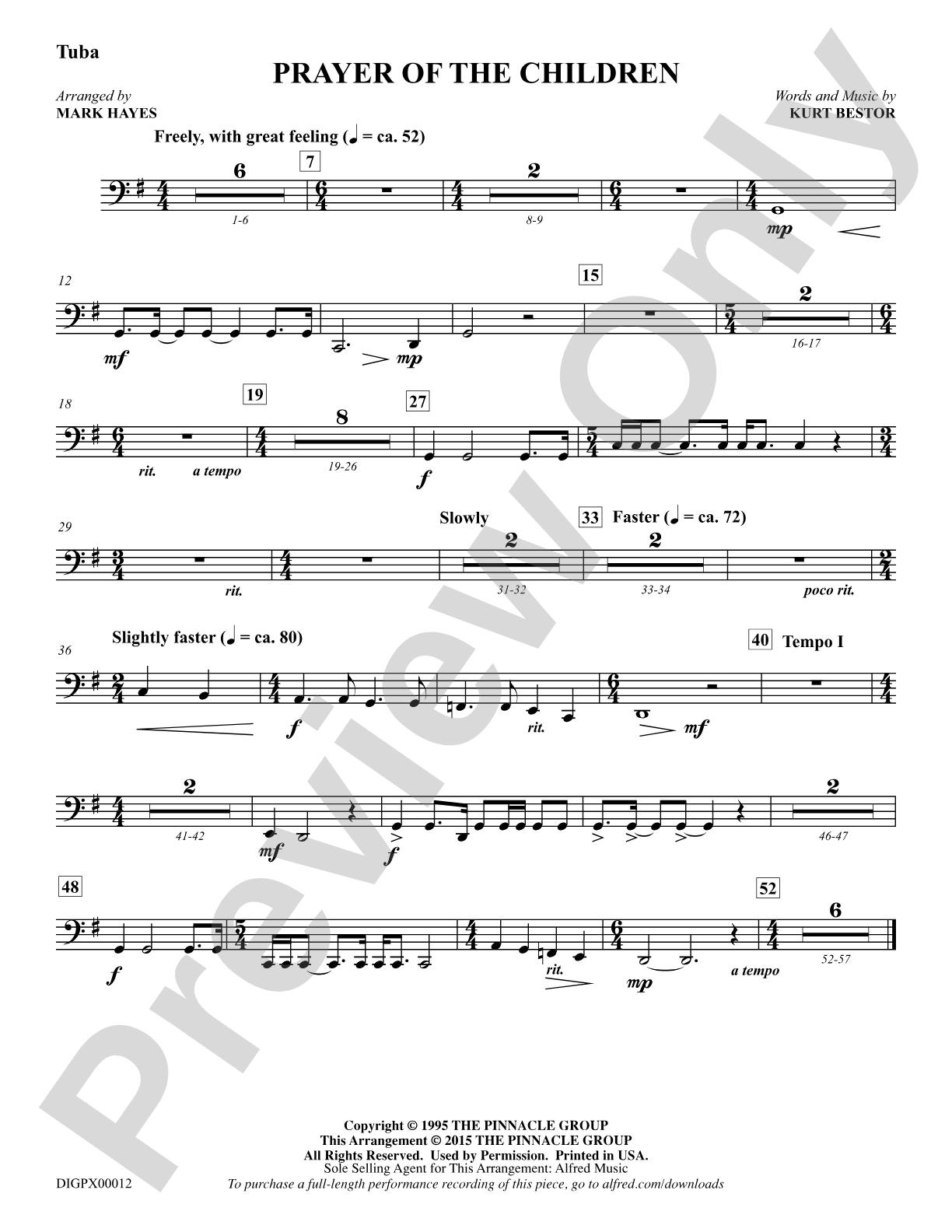 Prayer of the Children: Tuba: Choral Octavo Digital SoundPax