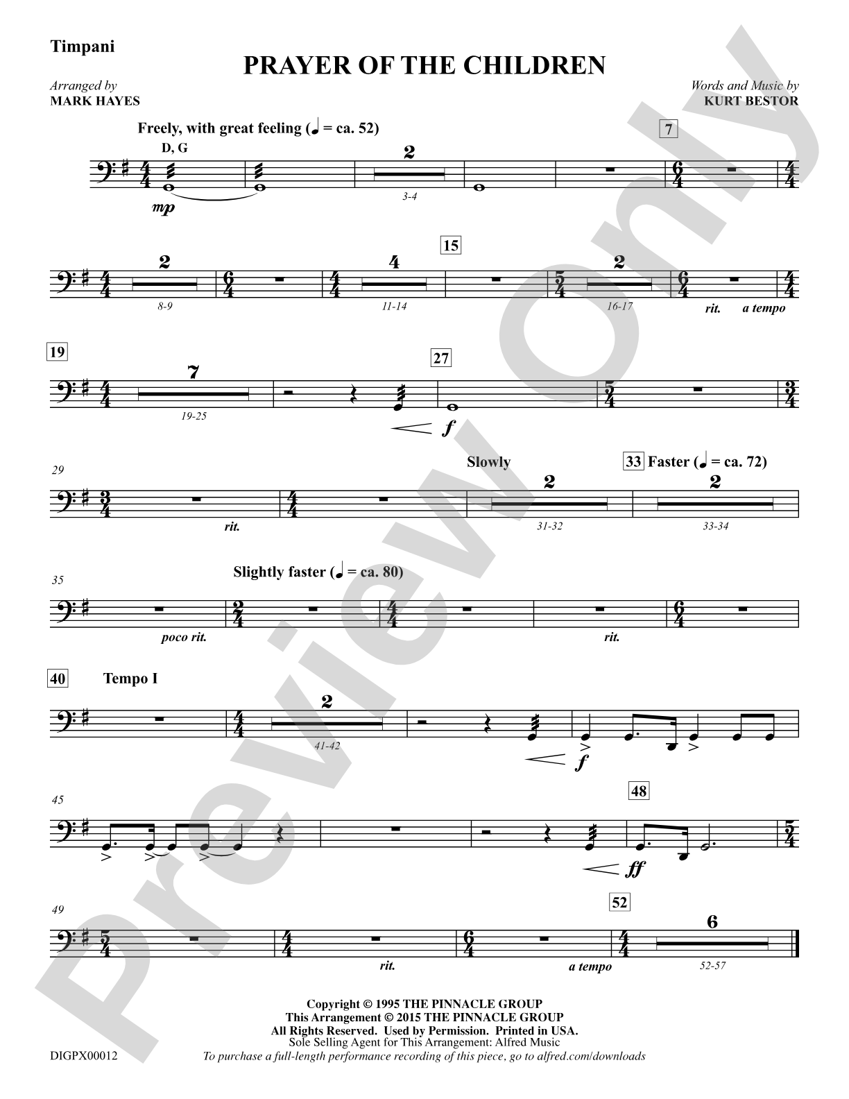 Prayer of the Children: Timpani: Choral Octavo Digital SoundPax