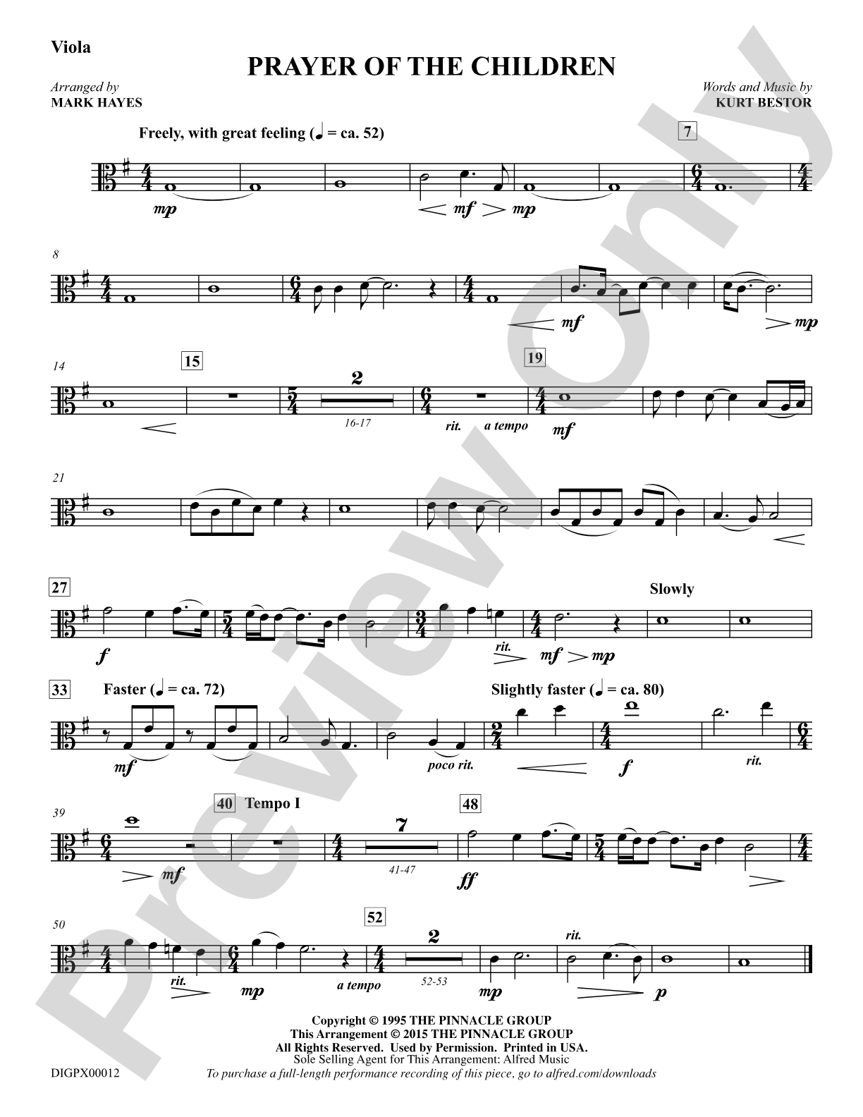 Prayer of the Children: Viola: Choral Octavo Digital SoundPax