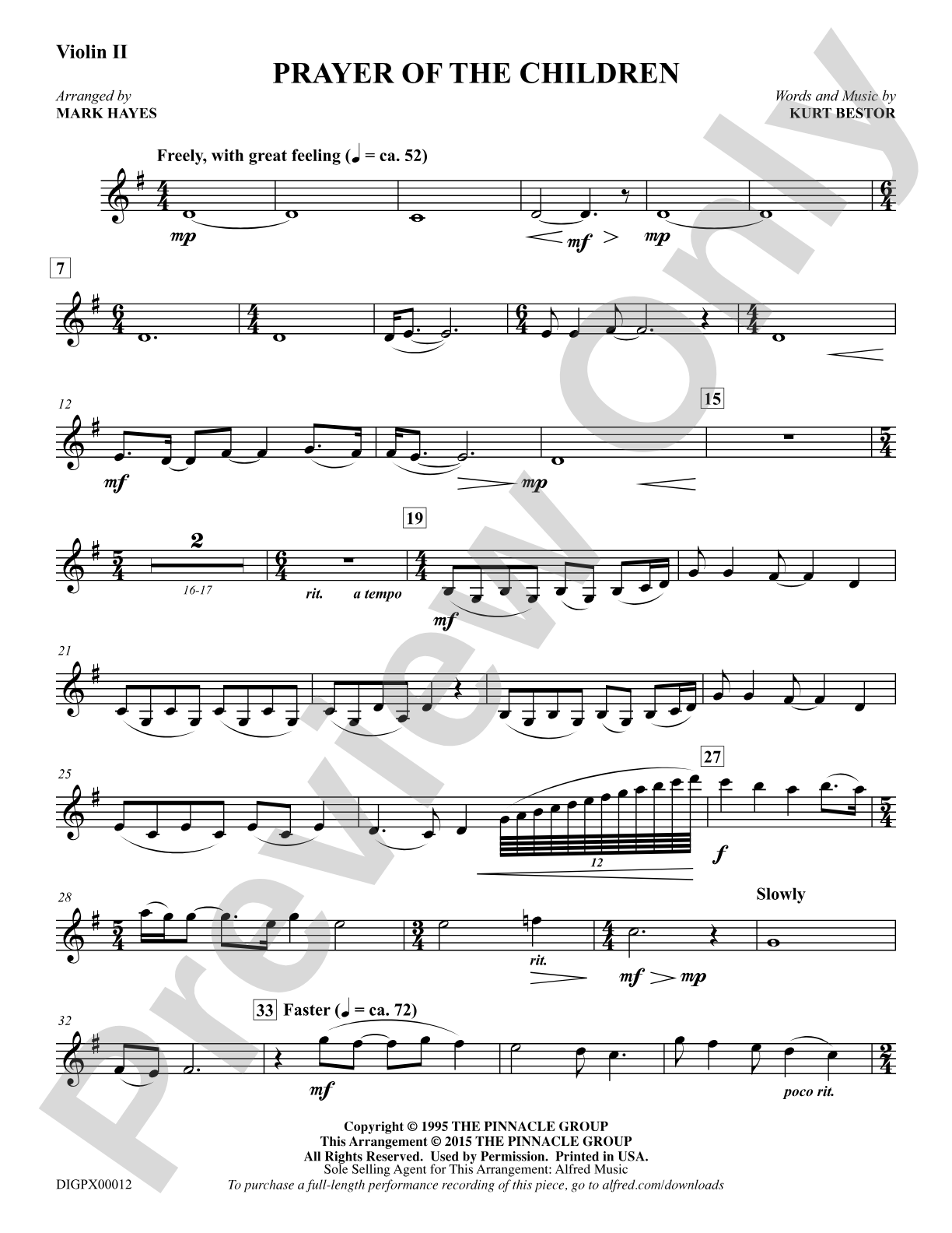 Prayer of the Children: Violin 2: Choral Octavo Digital SoundPax