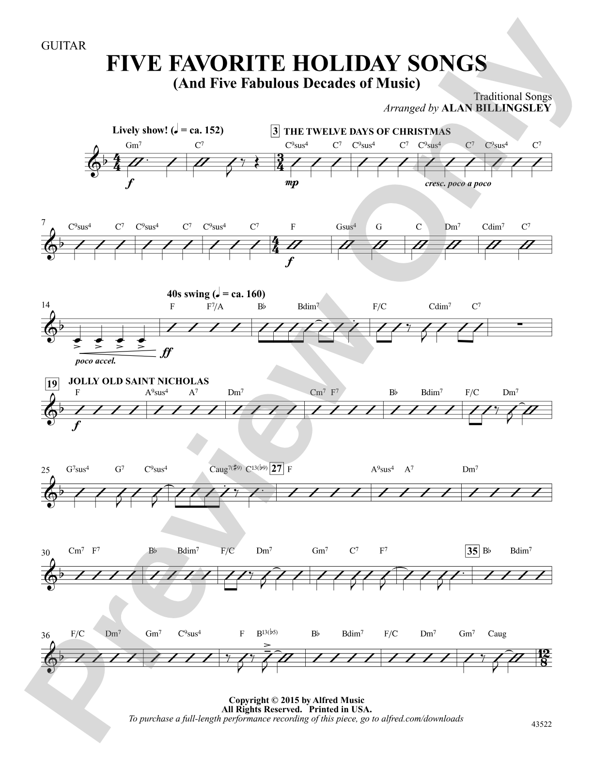 Five Favorite Holiday Songs: Guitar: Choral Octavo Digital SoundPax