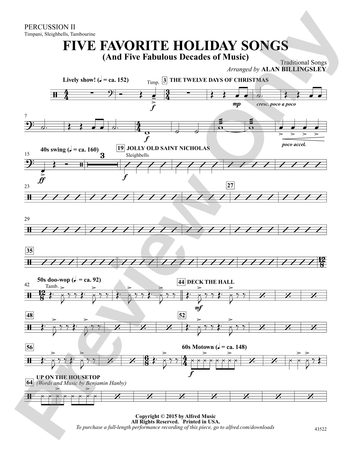 Five Favorite Holiday Songs: Percussion 2: Choral Octavo Digital SoundPax