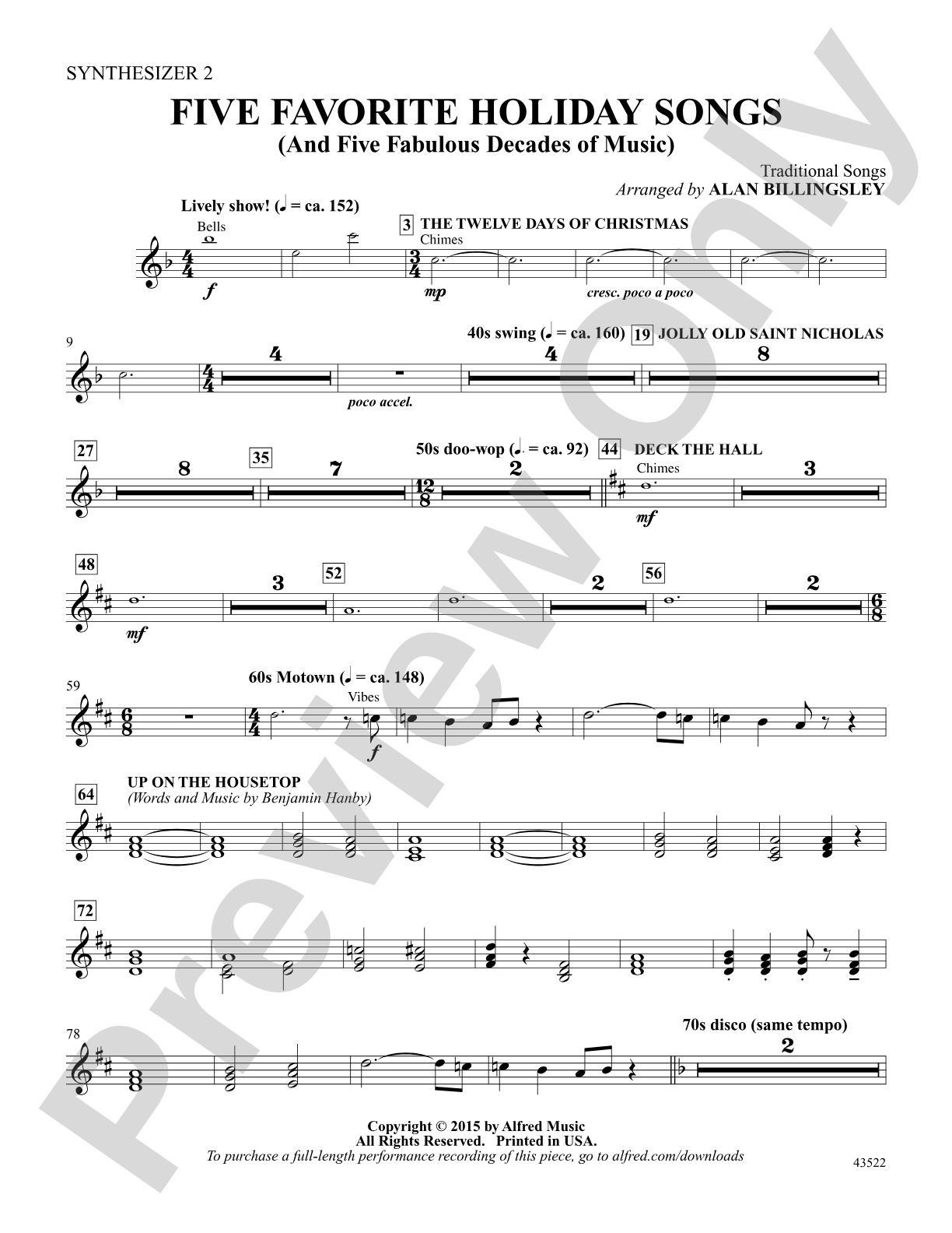 Five Favorite Holiday Songs: Synthesizer 2: Choral Octavo Digital SoundPax
