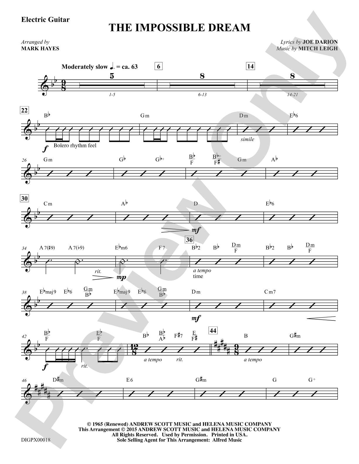 The Impossible Dream: Electric Guitar: Choral Octavo Digital SoundPax