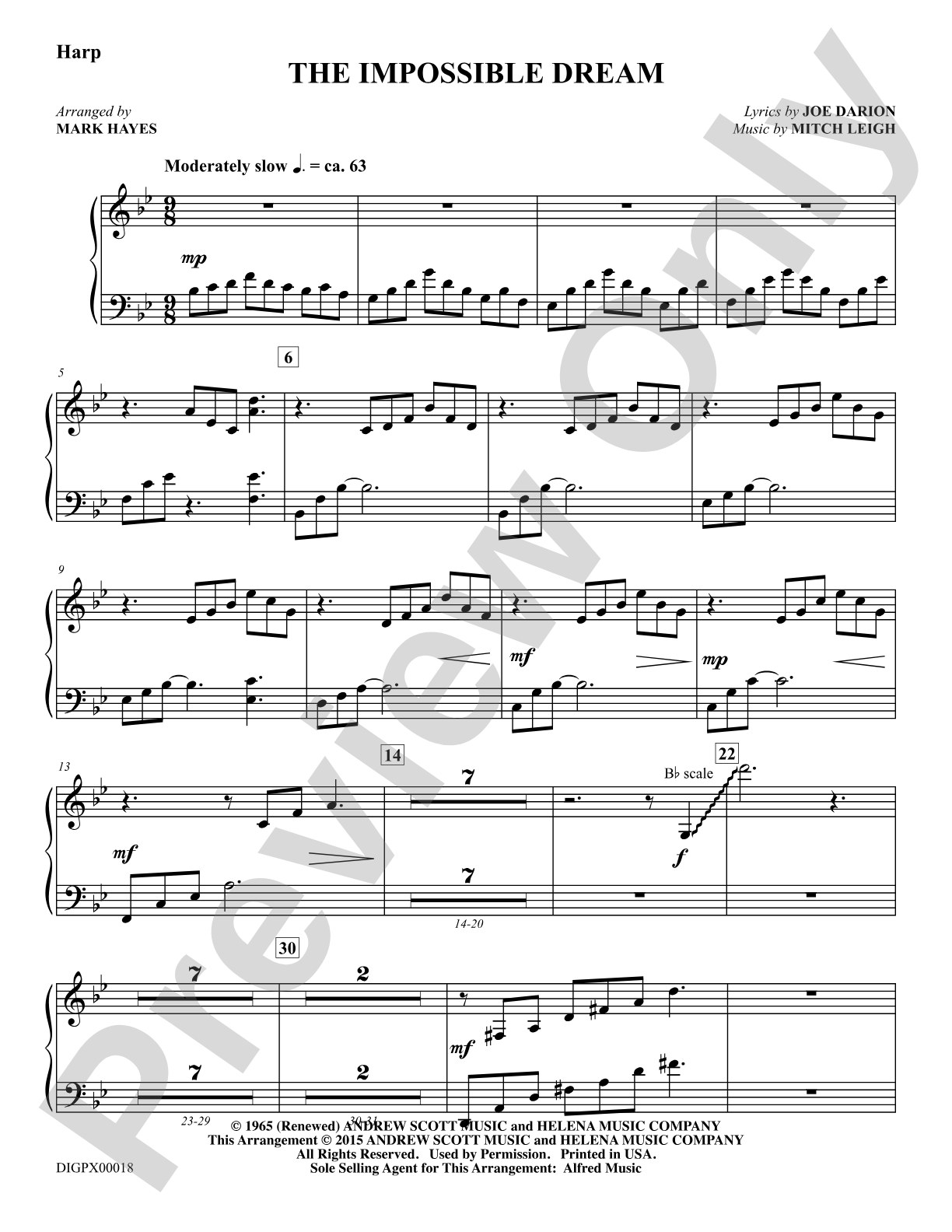 The Impossible Dream: Harp: Choral Octavo Digital SoundPax