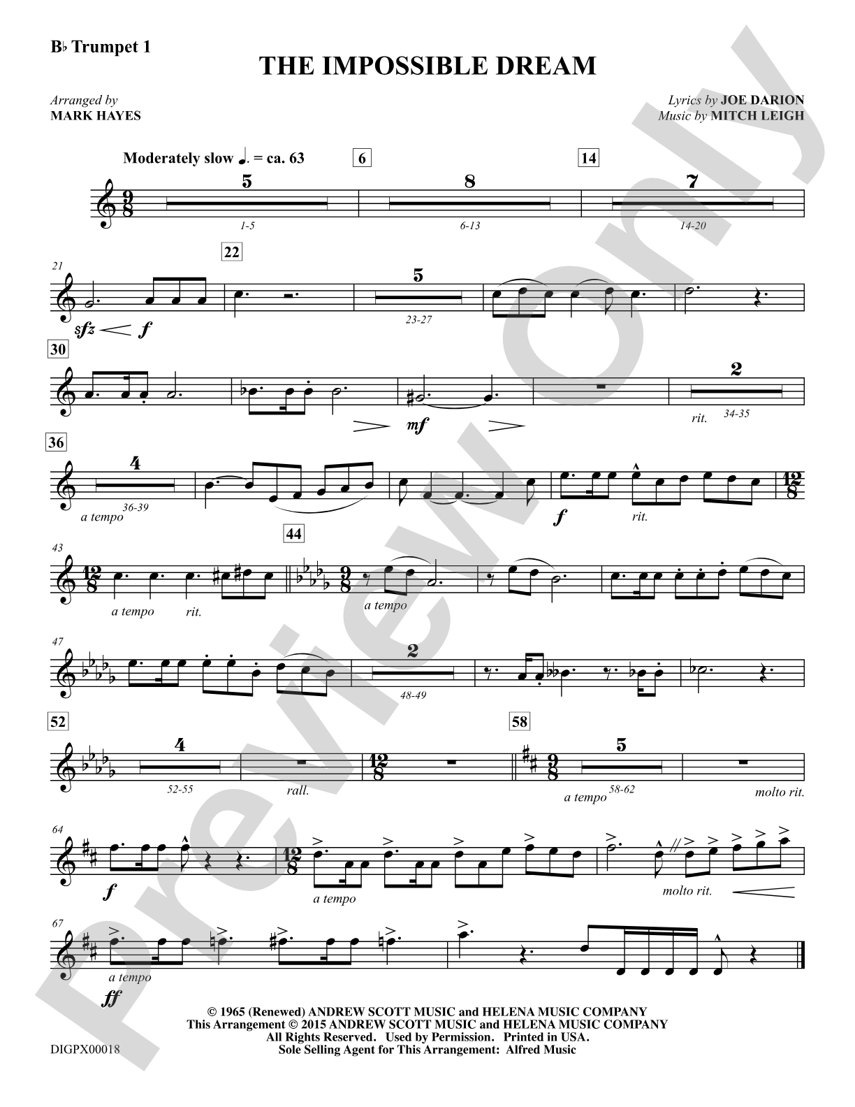 The Impossible Dream: Trumpet 1: Choral Octavo Digital SoundPax