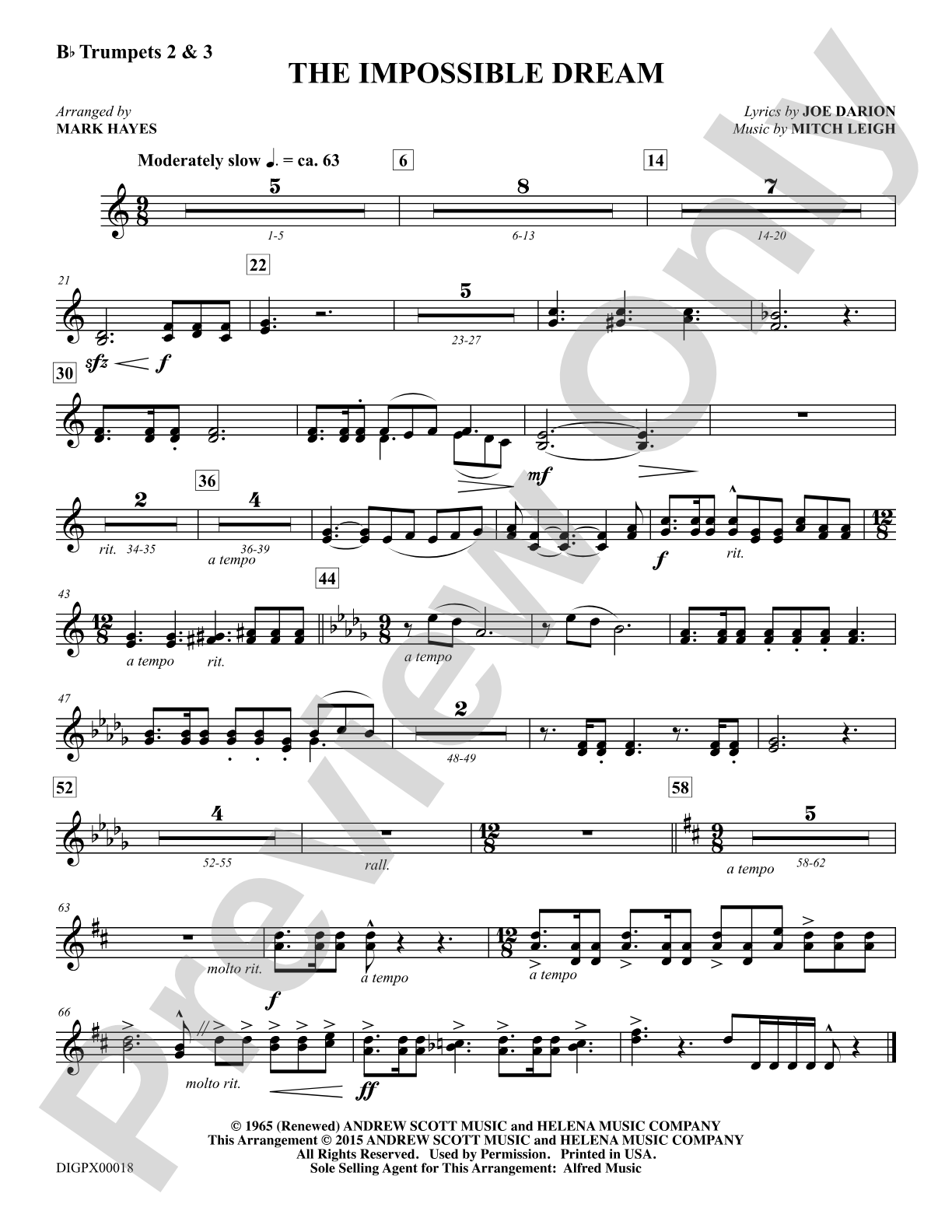 The Impossible Dream: Trumpets 2 & 3: Choral Octavo Digital SoundPax