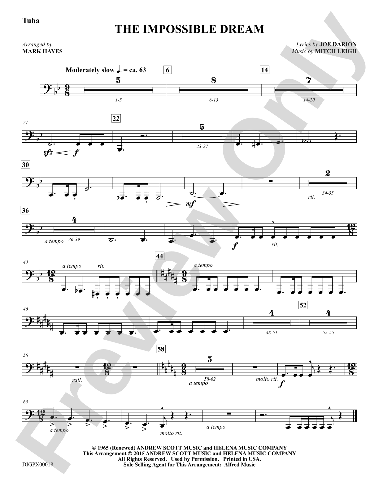 The Impossible Dream: Tuba: Choral Octavo Digital SoundPax