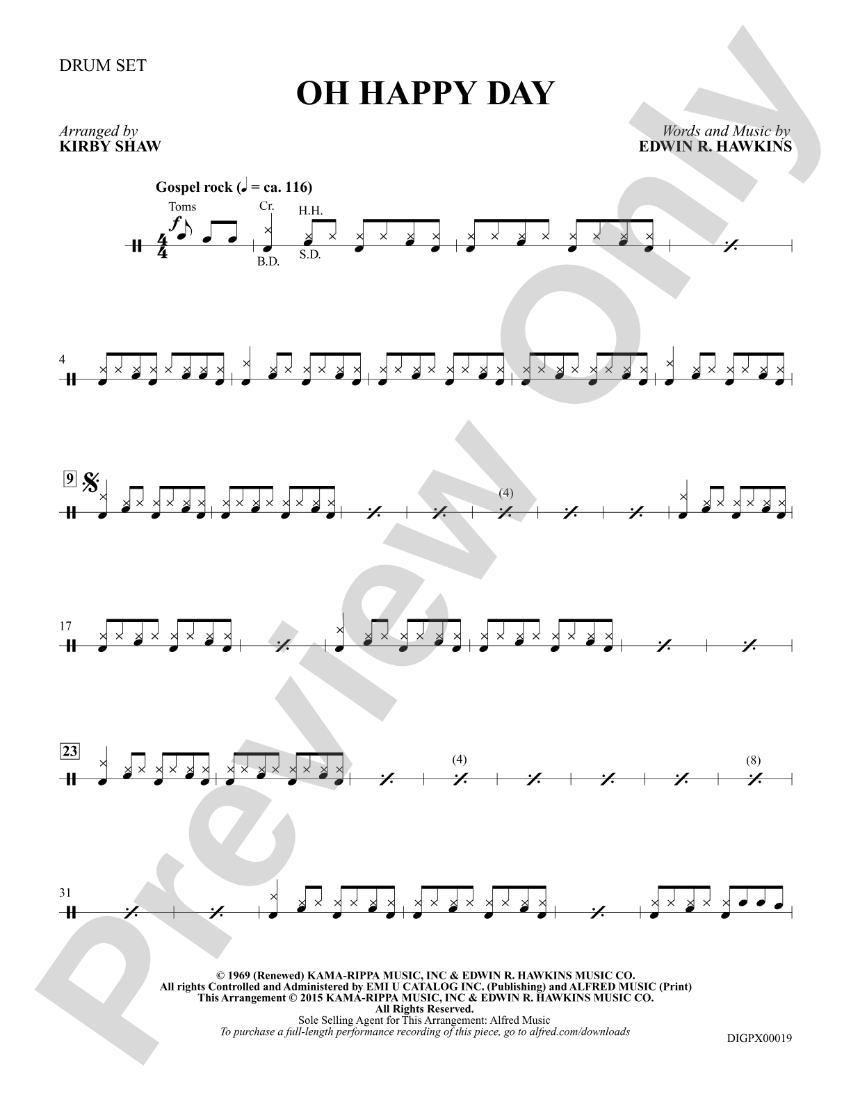 Oh Happy Day: Drumset: Choral Octavo Digital SoundPax