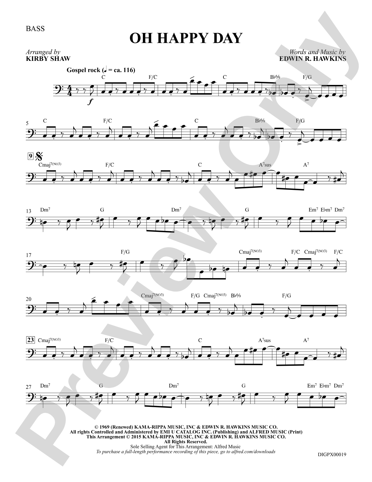 Oh Happy Day: Bass: Choral Octavo Digital SoundPax