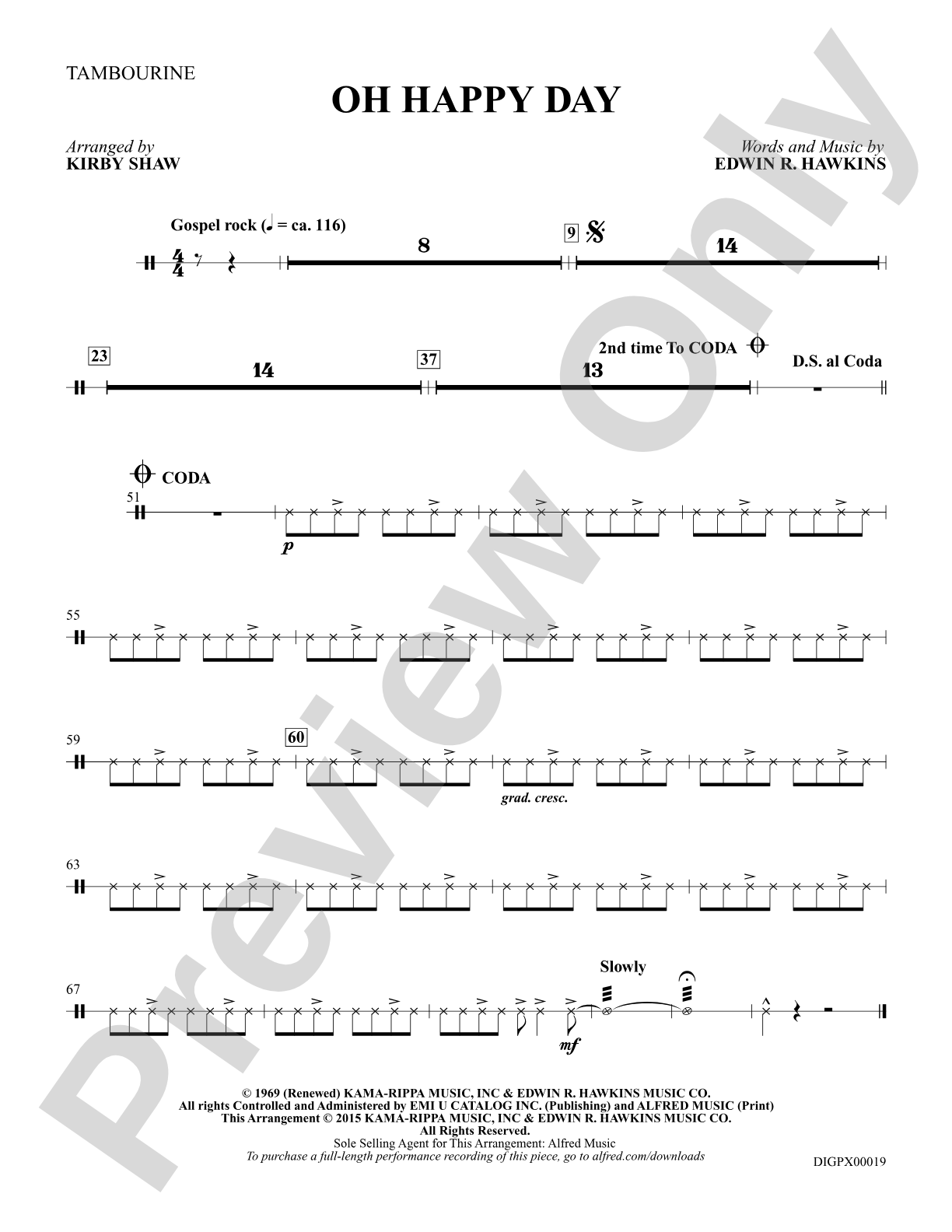 Oh Happy Day: Tambourine: Choral Octavo Digital SoundPax