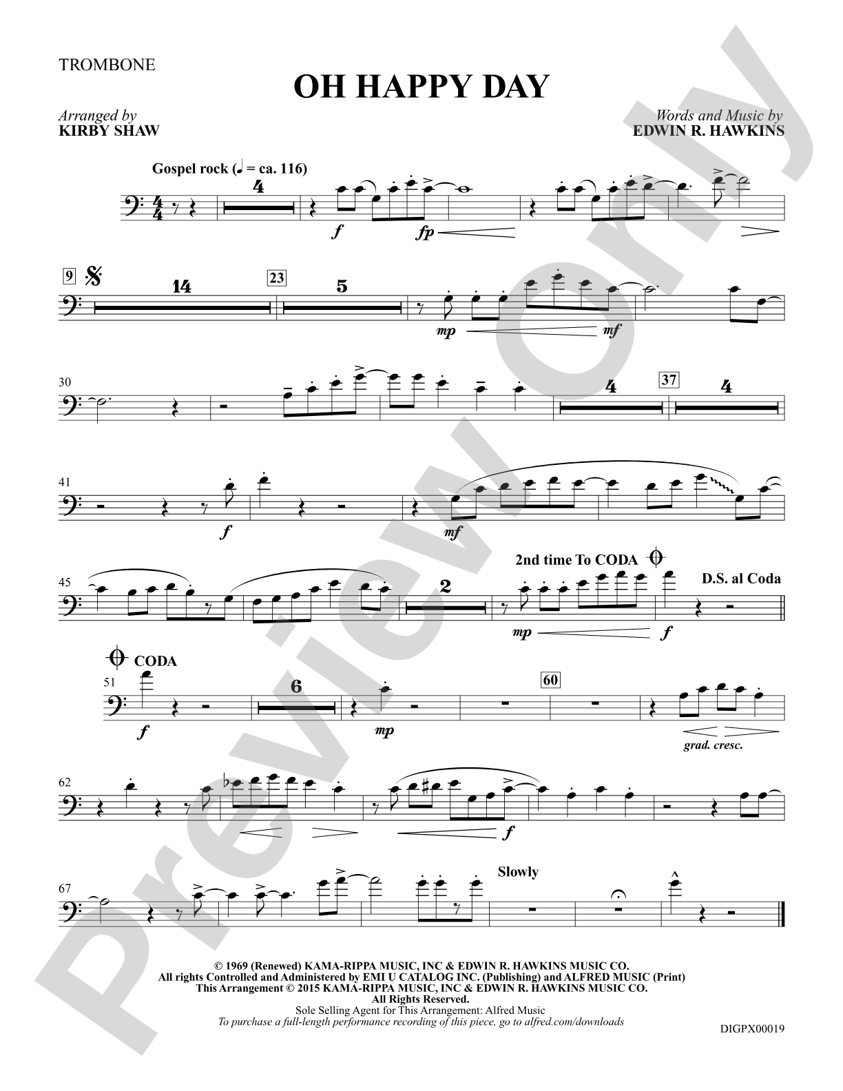 Oh Happy Day: Trombone: Choral Octavo Digital SoundPax