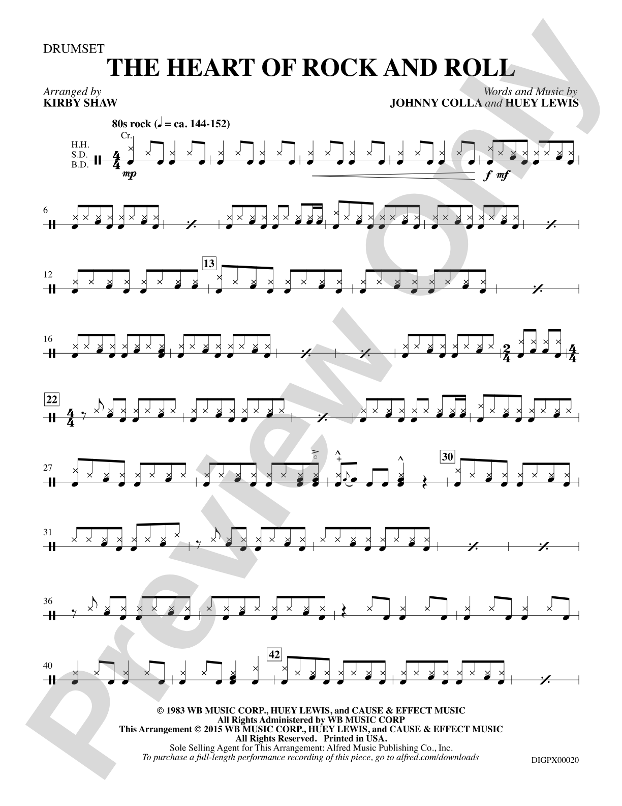 The Heart of Rock and Roll: Drumset: Choral Octavo Digital SoundPax