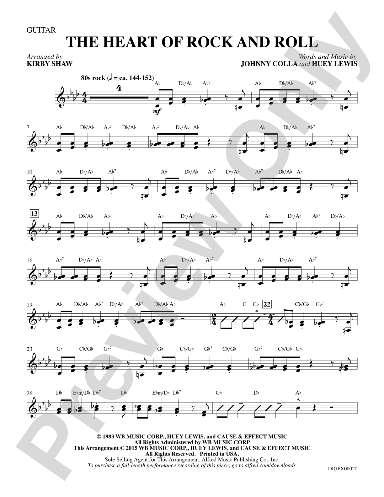 The Heart of Rock and Roll: Guitar: Choral Octavo Digital SoundPax