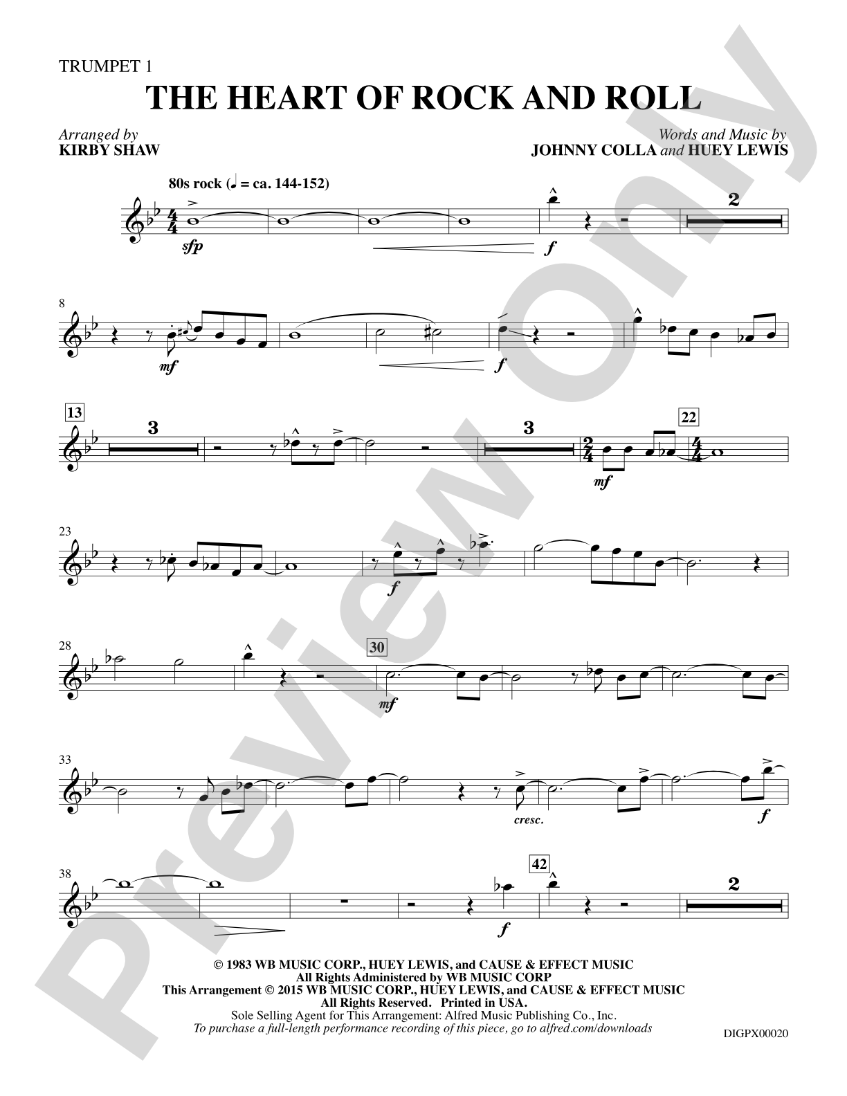 The Heart of Rock and Roll: Trumpet 1: Choral Octavo Digital SoundPax