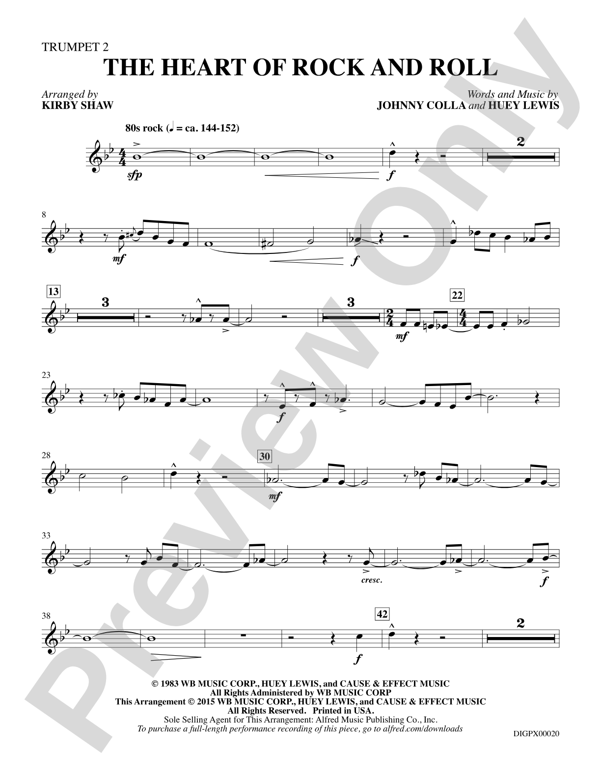 The Heart of Rock and Roll: Trumpet 2: Choral Octavo Digital SoundPax