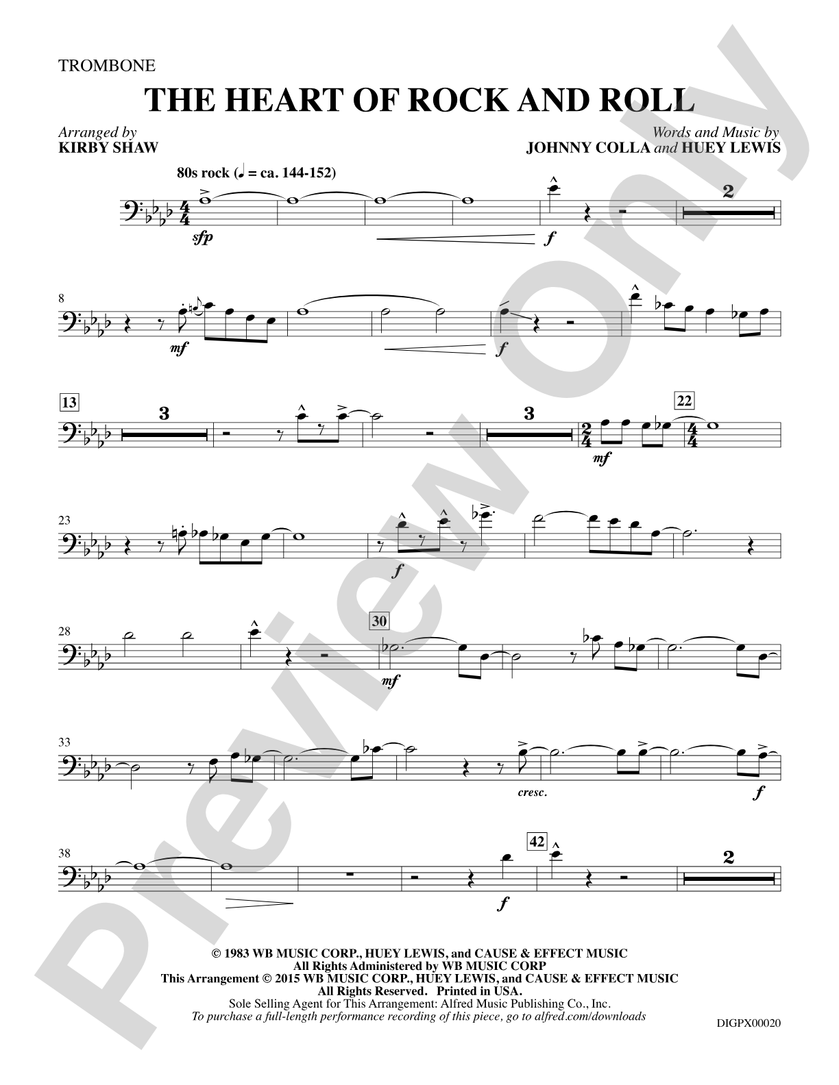 The Heart of Rock and Roll: Trombone: Choral Octavo Digital SoundPax