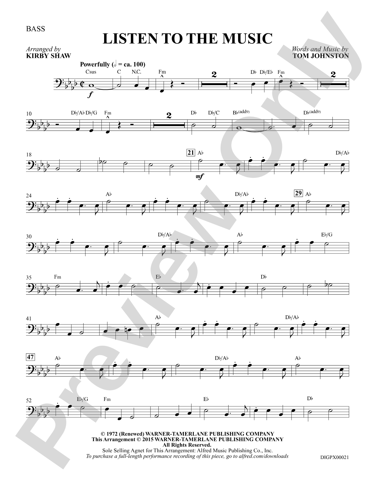 Listen to the Music: Bass: Choral Octavo Digital SoundPax