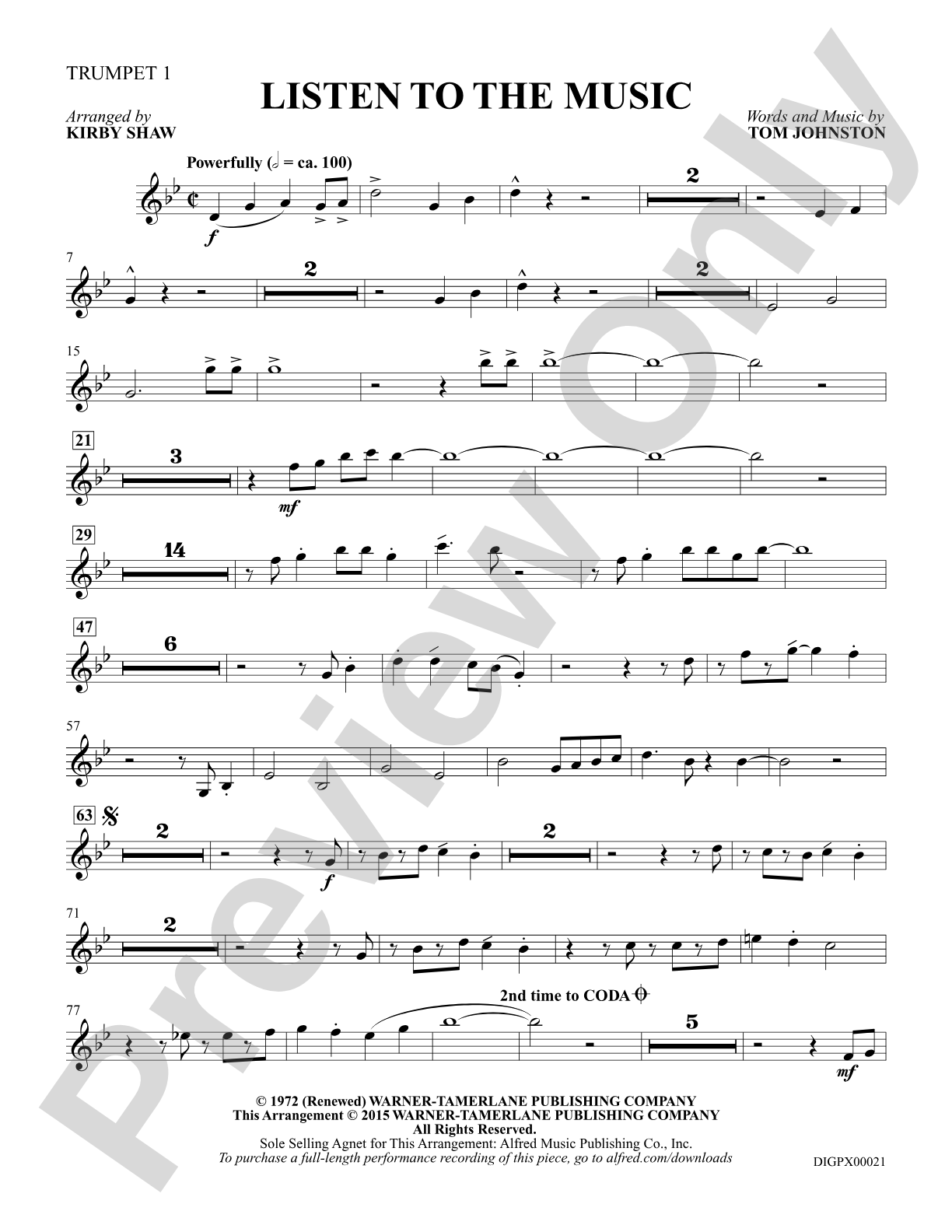 Listen to the Music: Trumpet 1: Choral Octavo Digital SoundPax