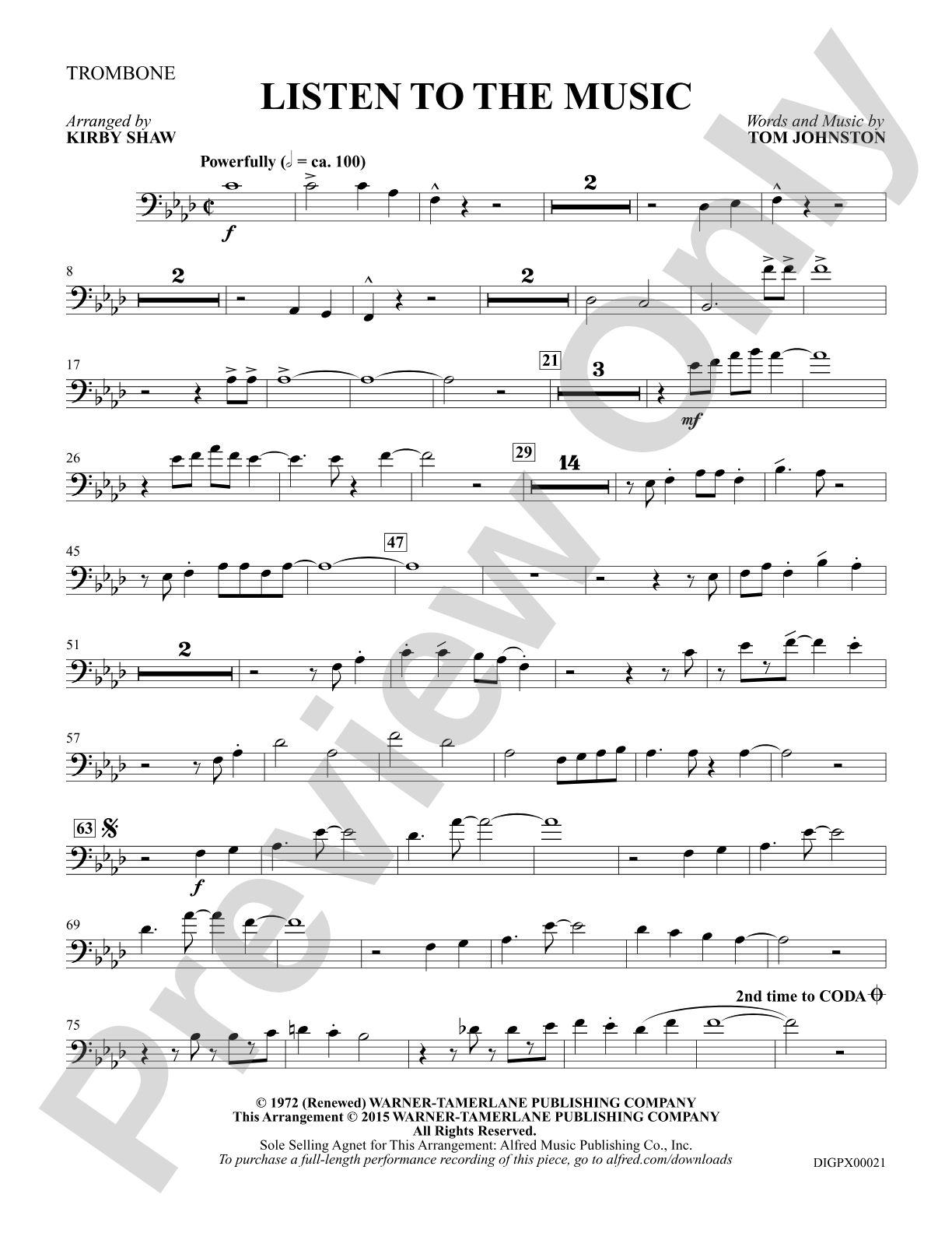 Listen to the Music: Trombone: Choral Octavo Digital SoundPax