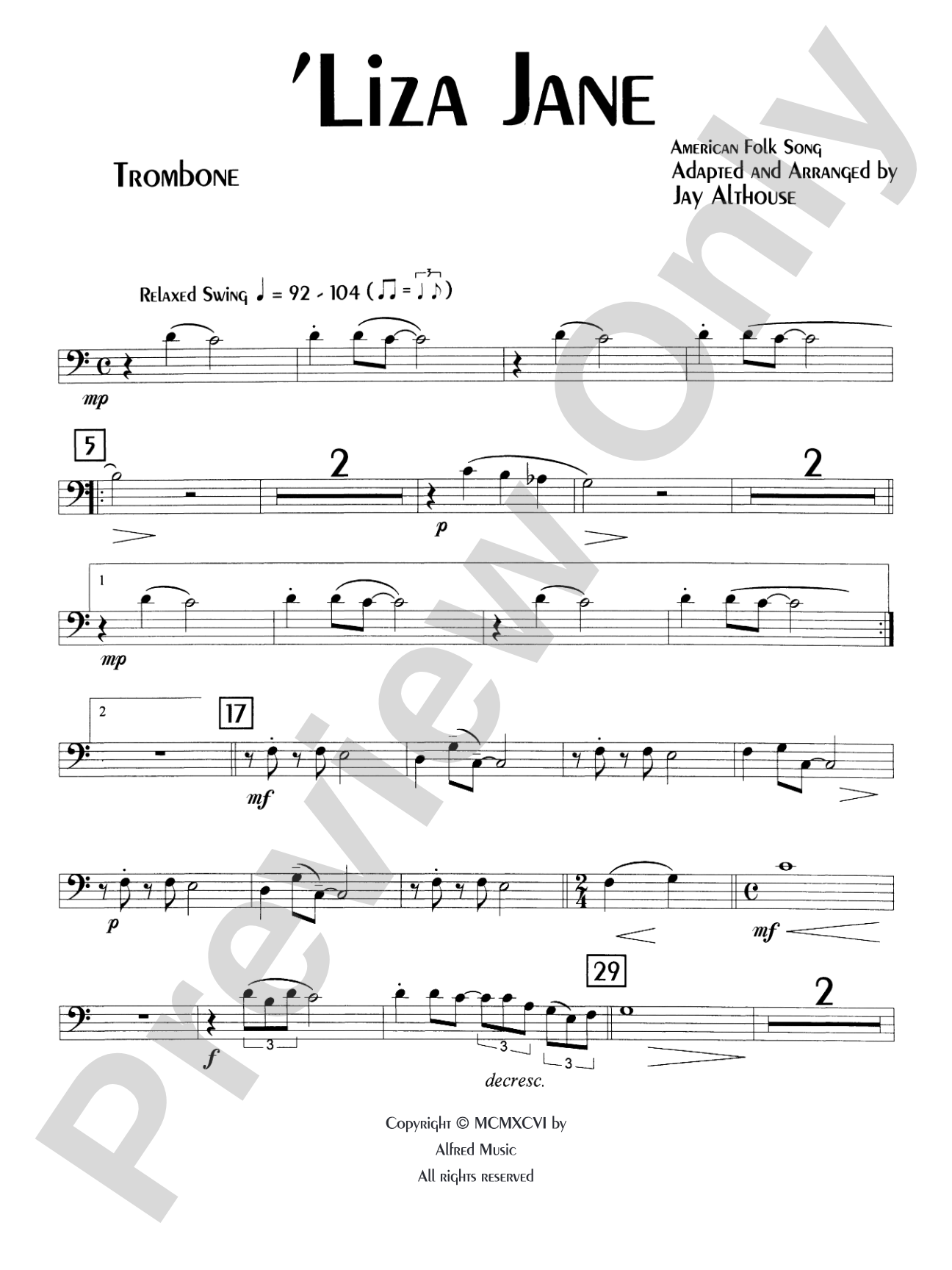 'Liza Jane: 1st Trombone: Choral SoundPax