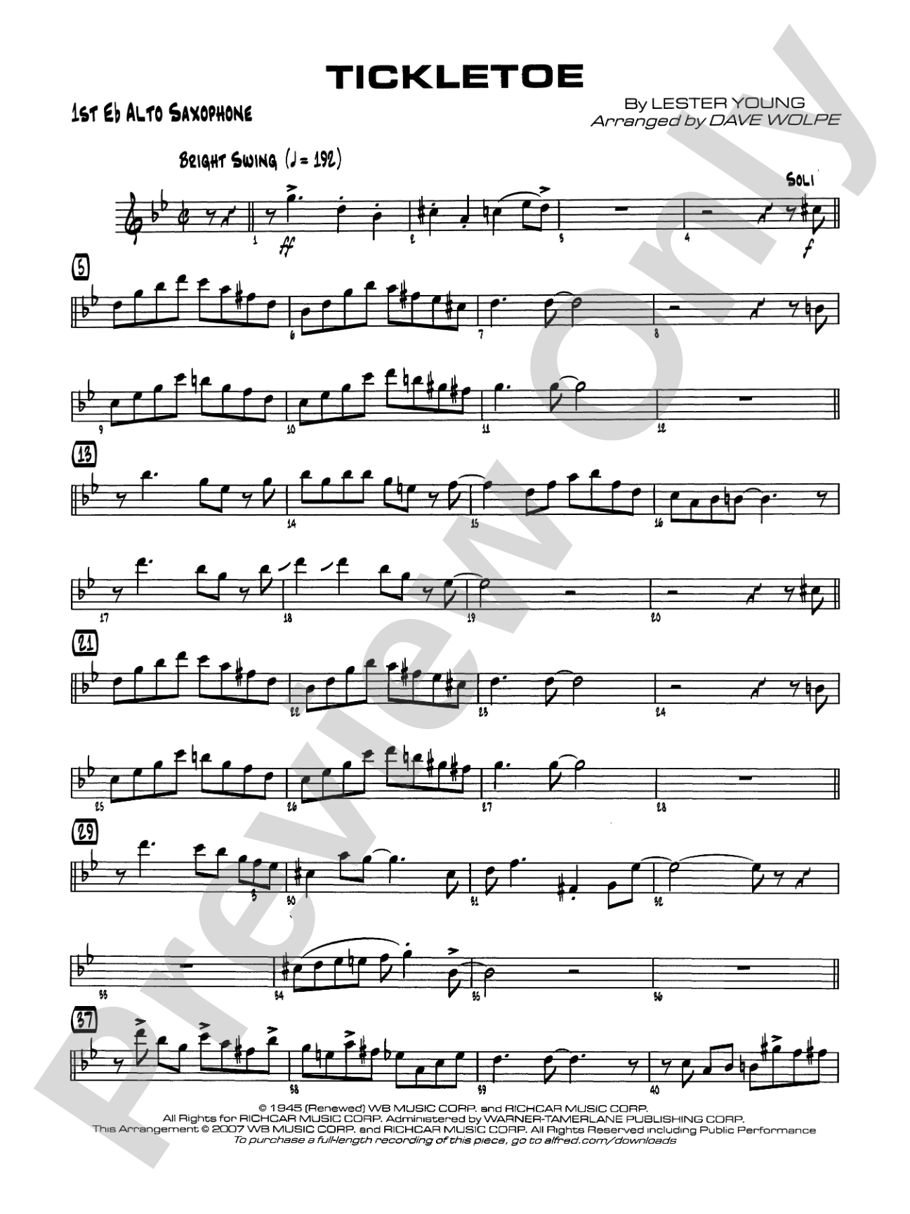 Tickletoe: E-flat Alto Saxophone