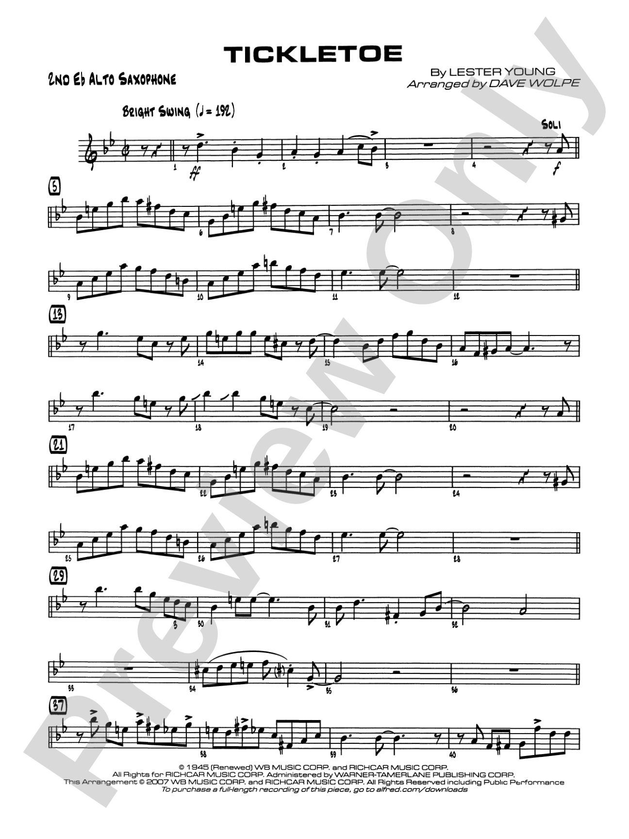 Tickletoe: 2nd E-flat Alto Saxophone
