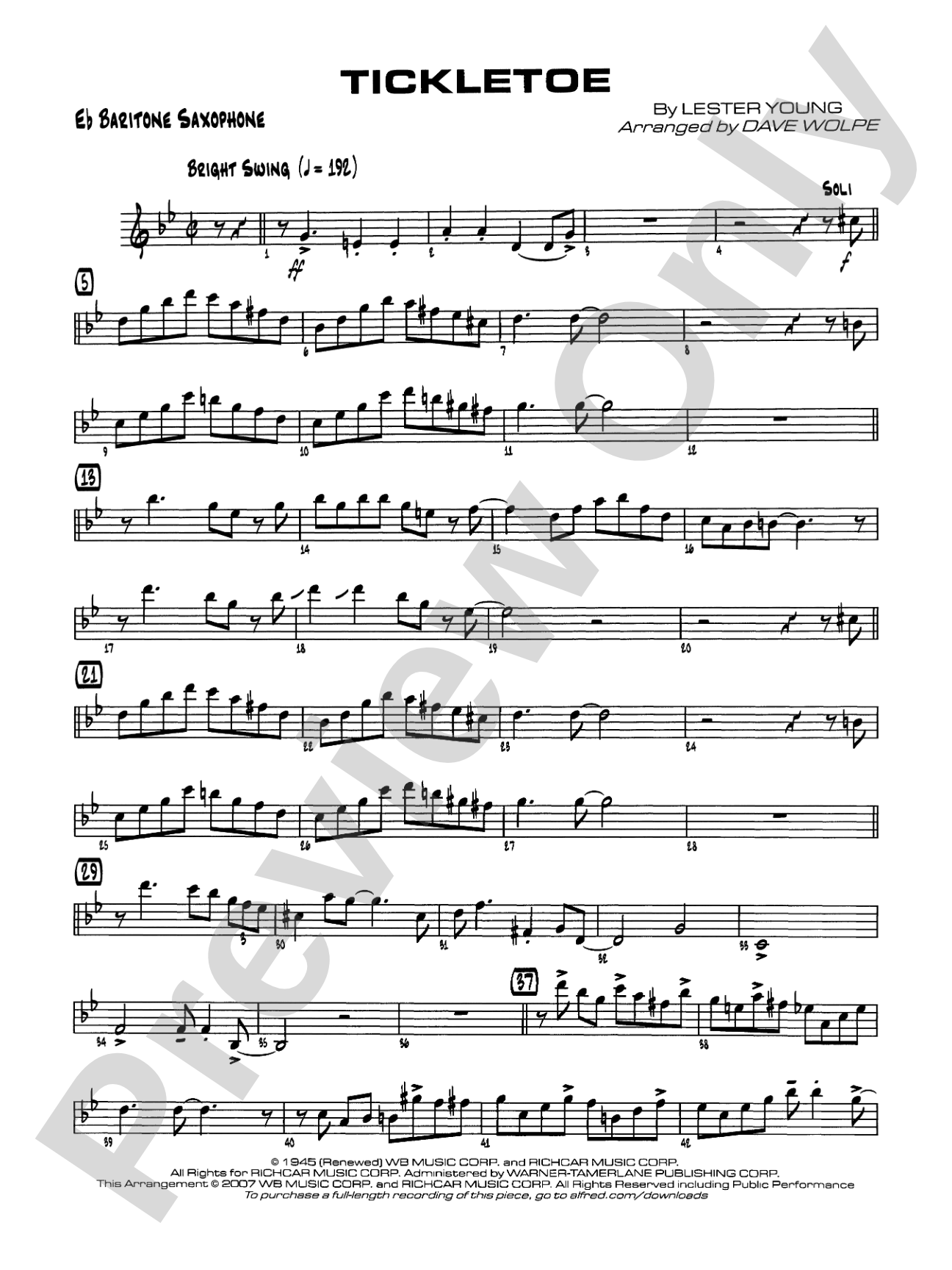 Tickletoe: E-flat Baritone Saxophone
