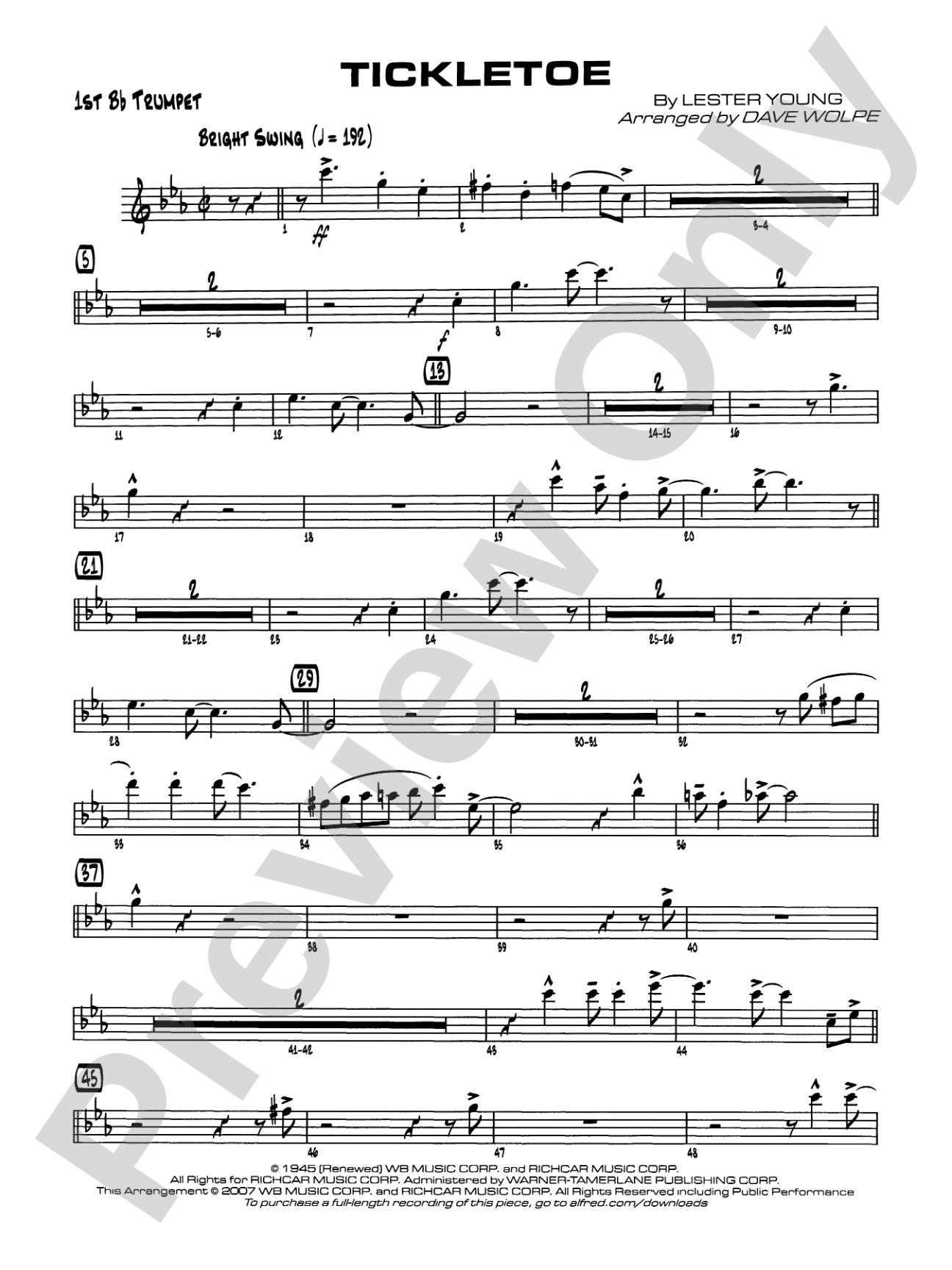 Tickletoe: 1st B-flat Trumpet
