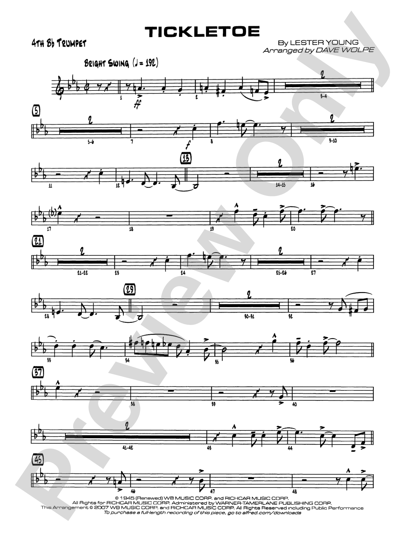 Tickletoe: 4th B-flat Trumpet