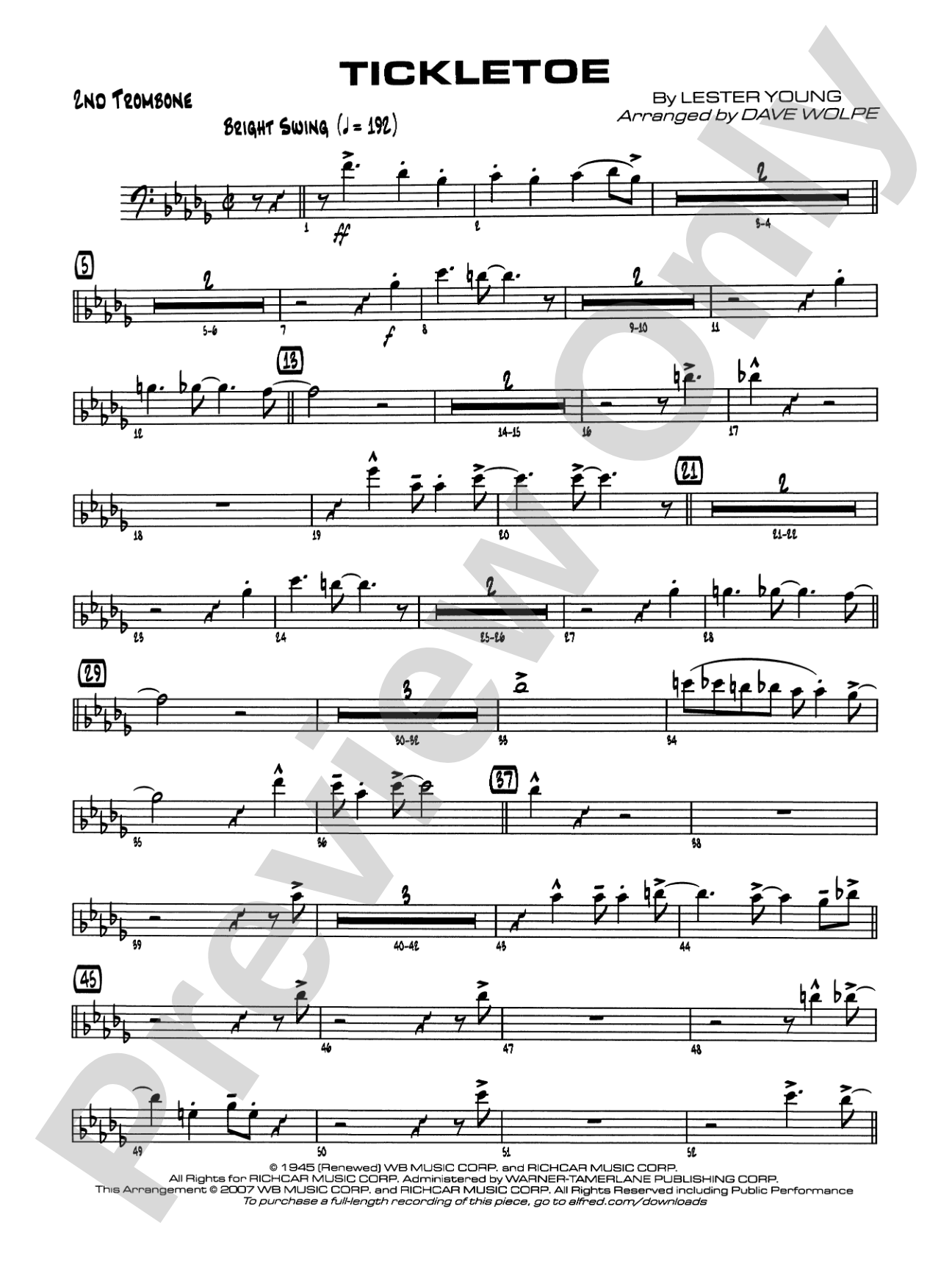 Tickletoe: 2nd Trombone