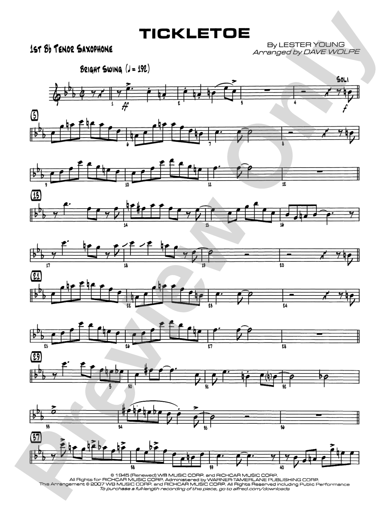 Tickletoe: B-flat Tenor Saxophone