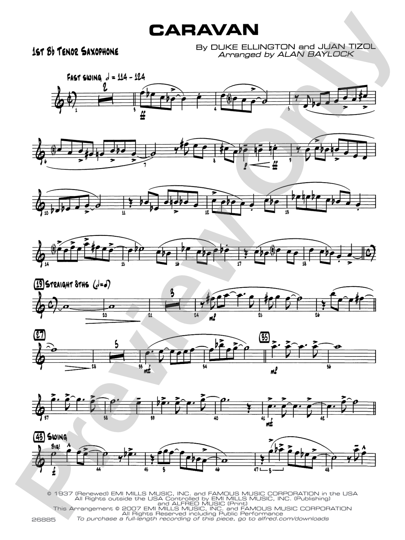 Caravan: B-flat Tenor Saxophone