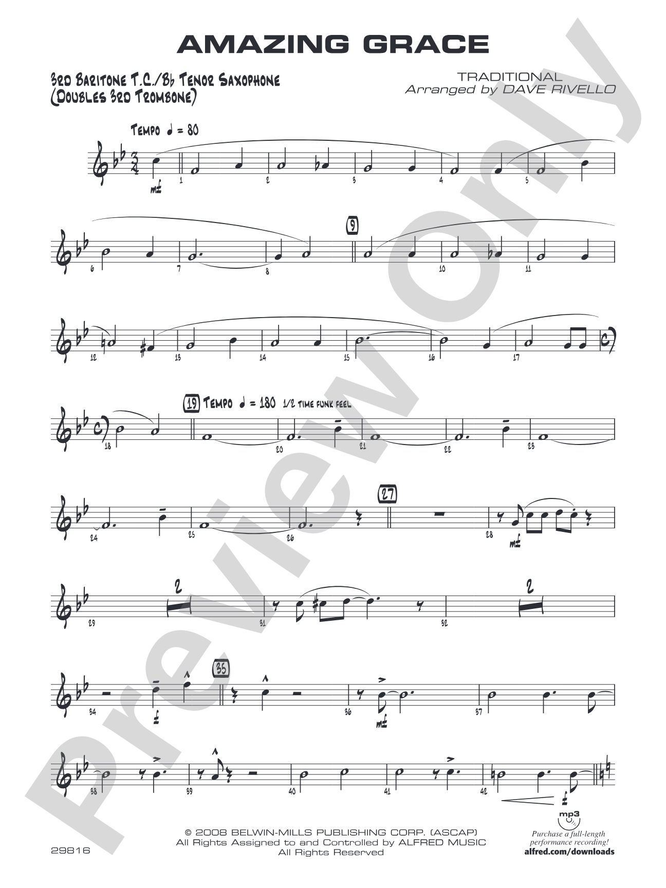 Amazing Grace: 3rd Baritone T.C.