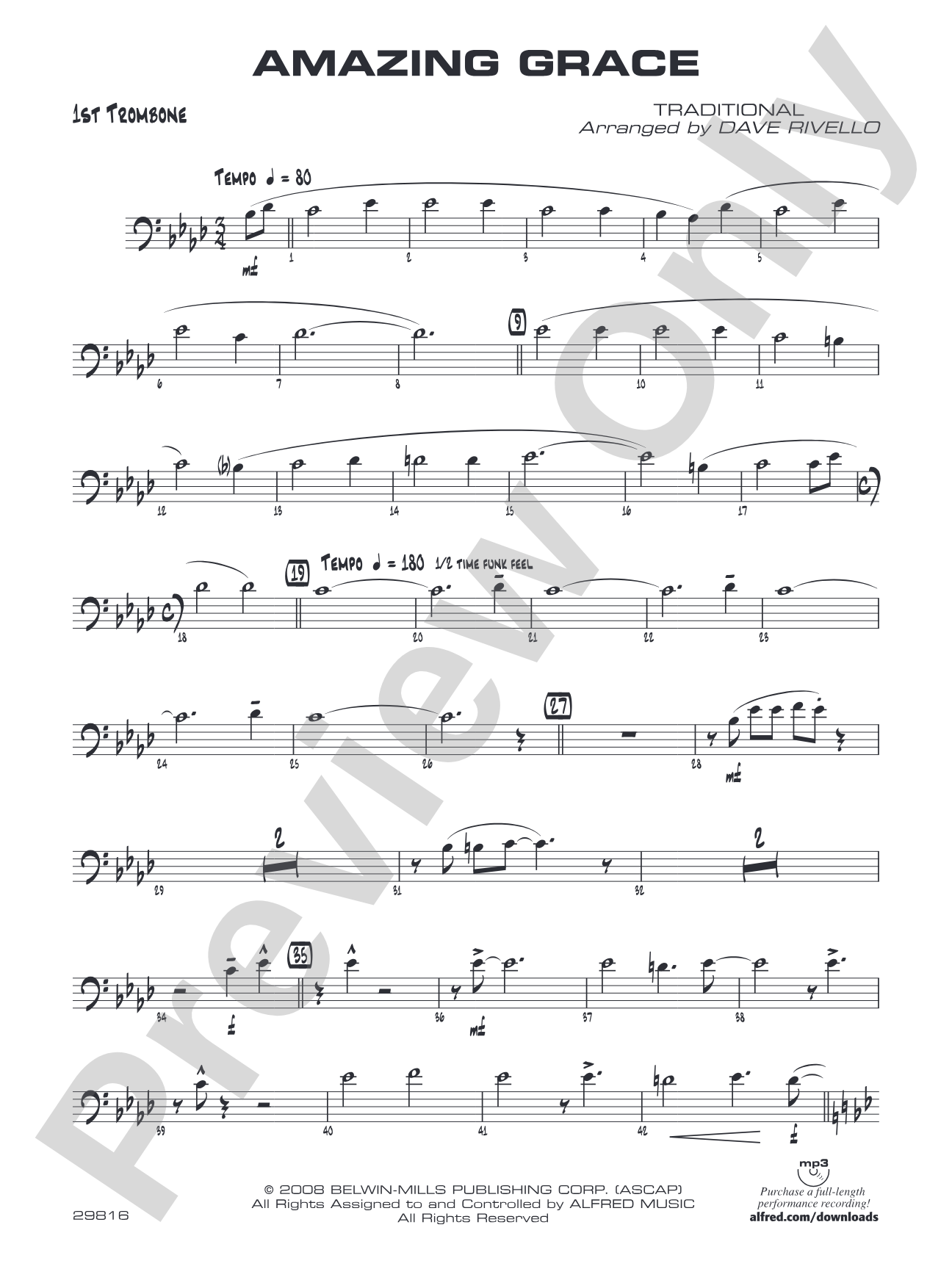 Amazing Grace: 1st Trombone