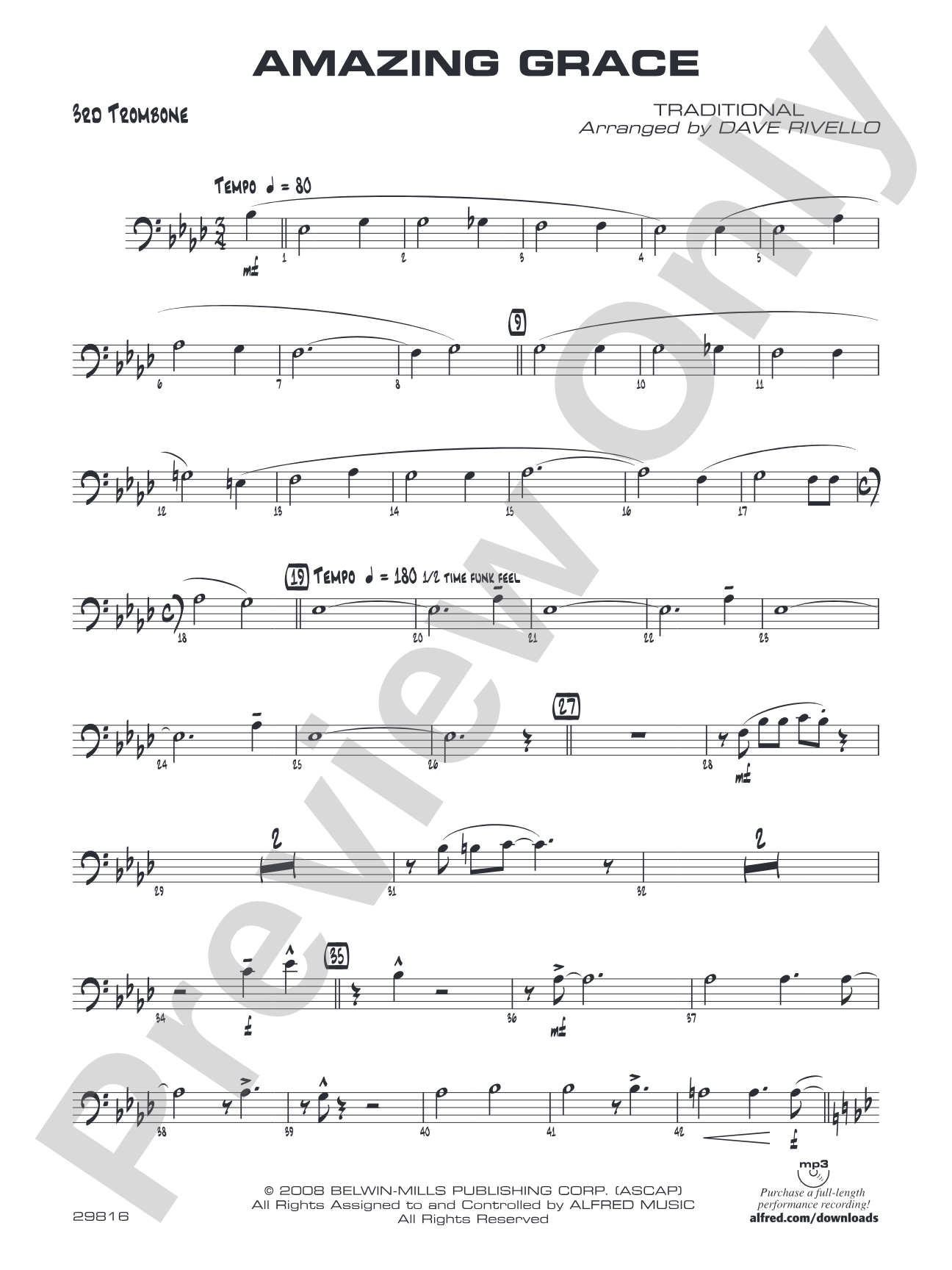 Amazing Grace: 3rd Trombone