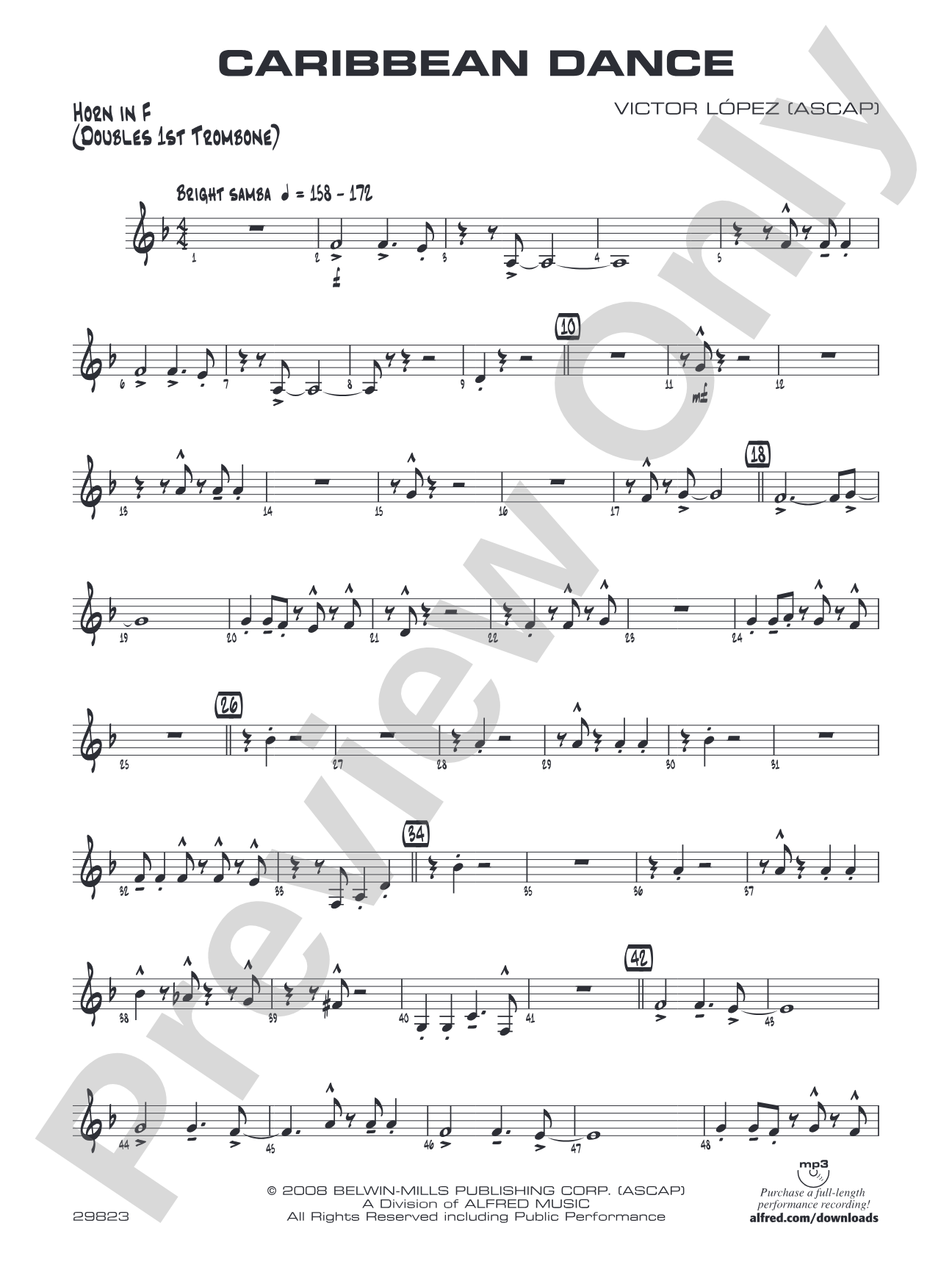 Caribbean Dance: 1st F Horn